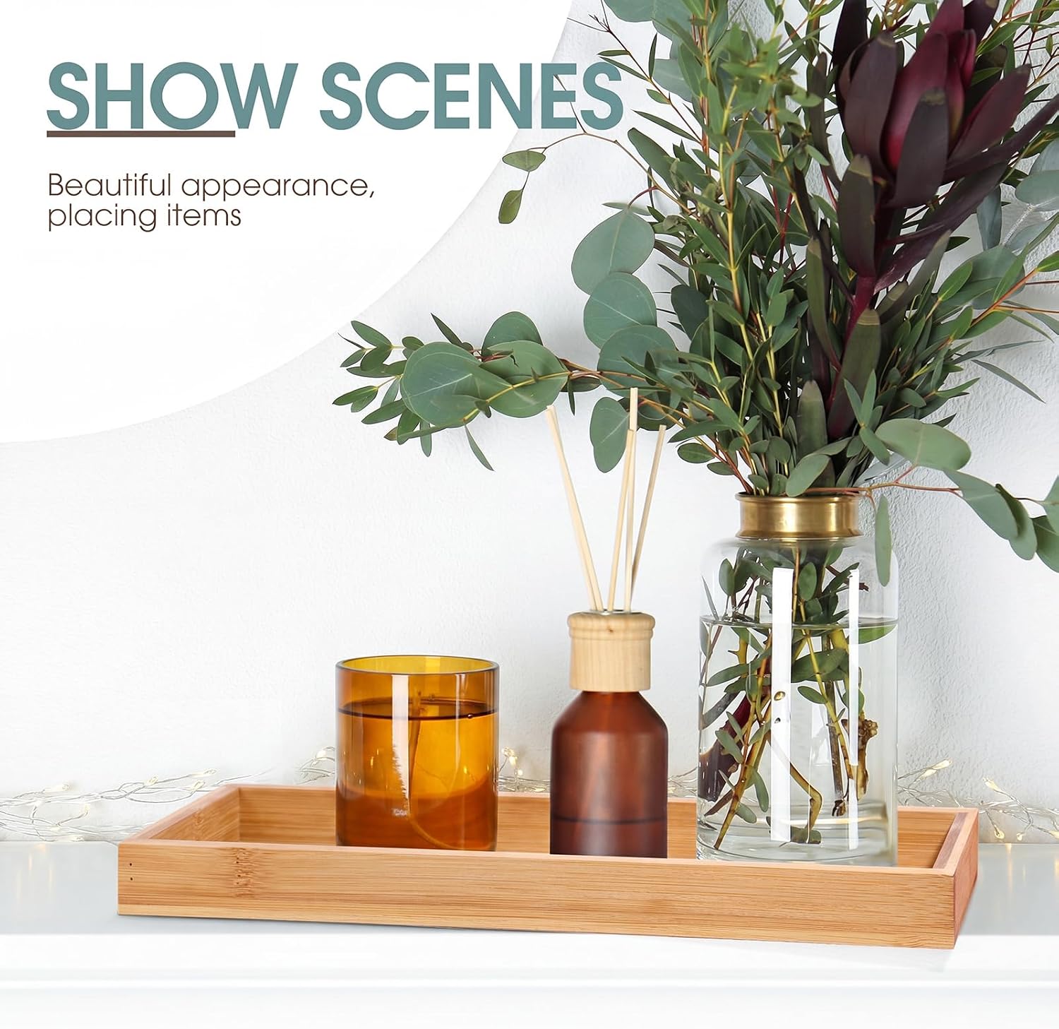 Bamboo Vanity Trays / Rectangle Style / Set of 3