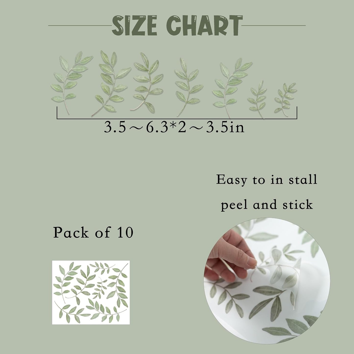 Boho Greenery Leaves Wall Decals / Greenl Leaves / Green