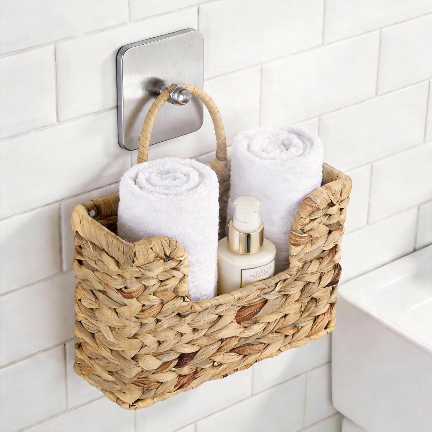 Handwoven Water Hyacinth Wall Basket Storage