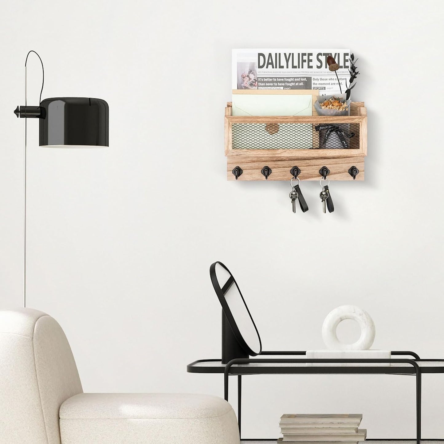 Wooden Wall Key Organizer / Wood / 11 Inch