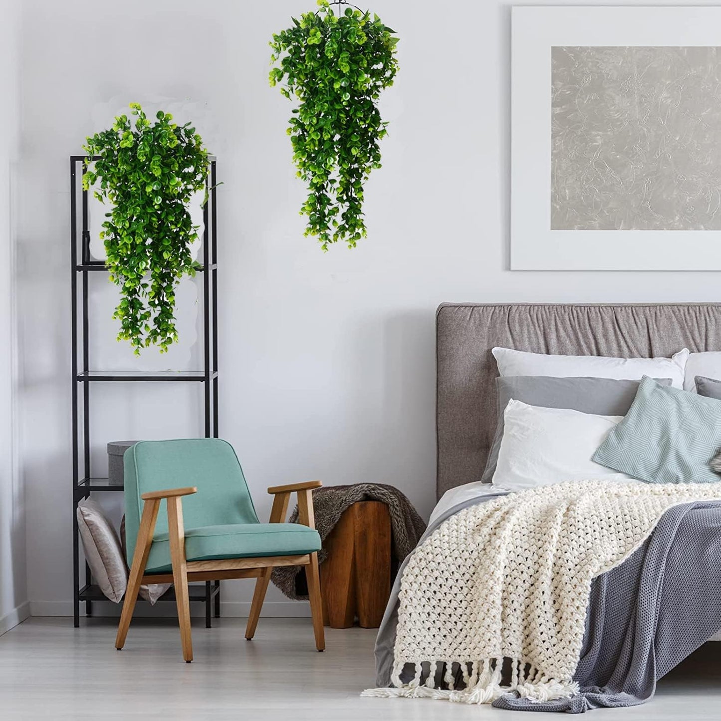 Faux Eucalyptus Leaf Greenery Plant Faux Plants Fake Ivy Room Decor Home Garden / Vine / Set of 4