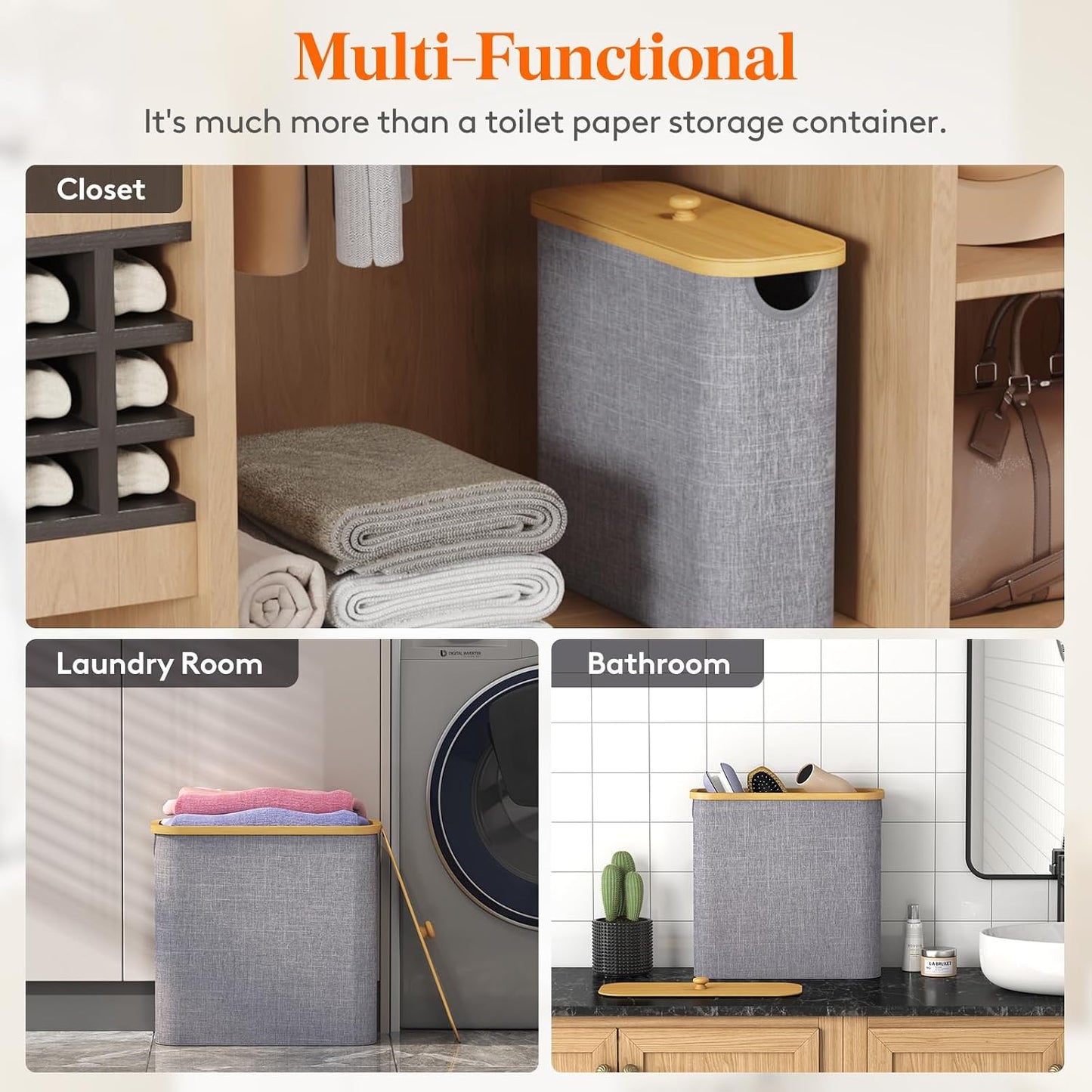 Lifewit Toilet Paper Storage Holder Extra Large Stand Basket 30L Light Gray | 12 to 16 Rolls, Extra Large Paper Stand