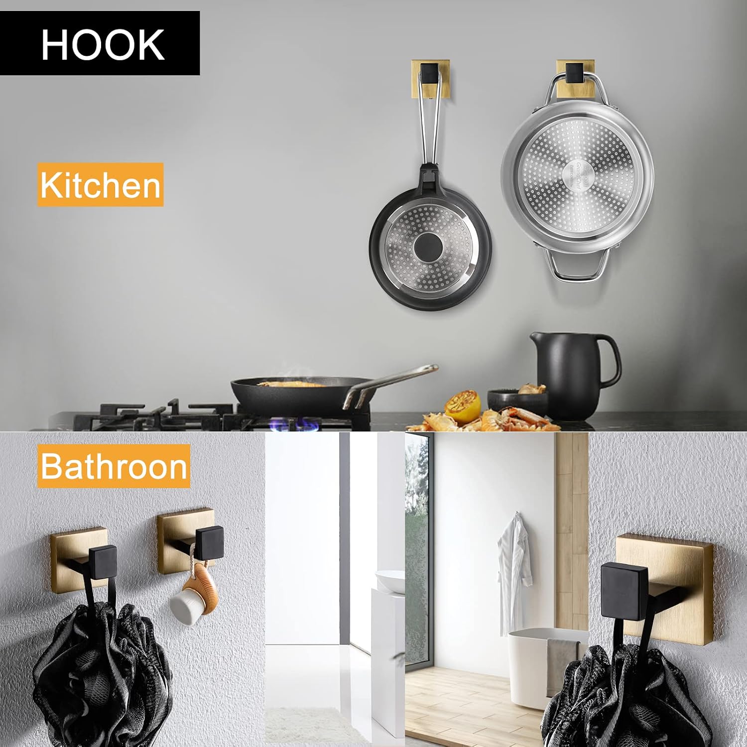 5 Pieces Bathroom Hardware Set Black and Gold Towel Bar Set, Toilet Paper Holder with Shelf, Towel Holder Set in
