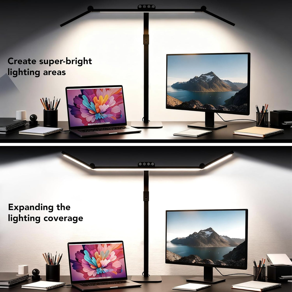 LED Desk Lamp for Home Office with Base, 28.2" Adjustable Gooseneck Swing Arm Ultra Bright Desk Light, Dimmable