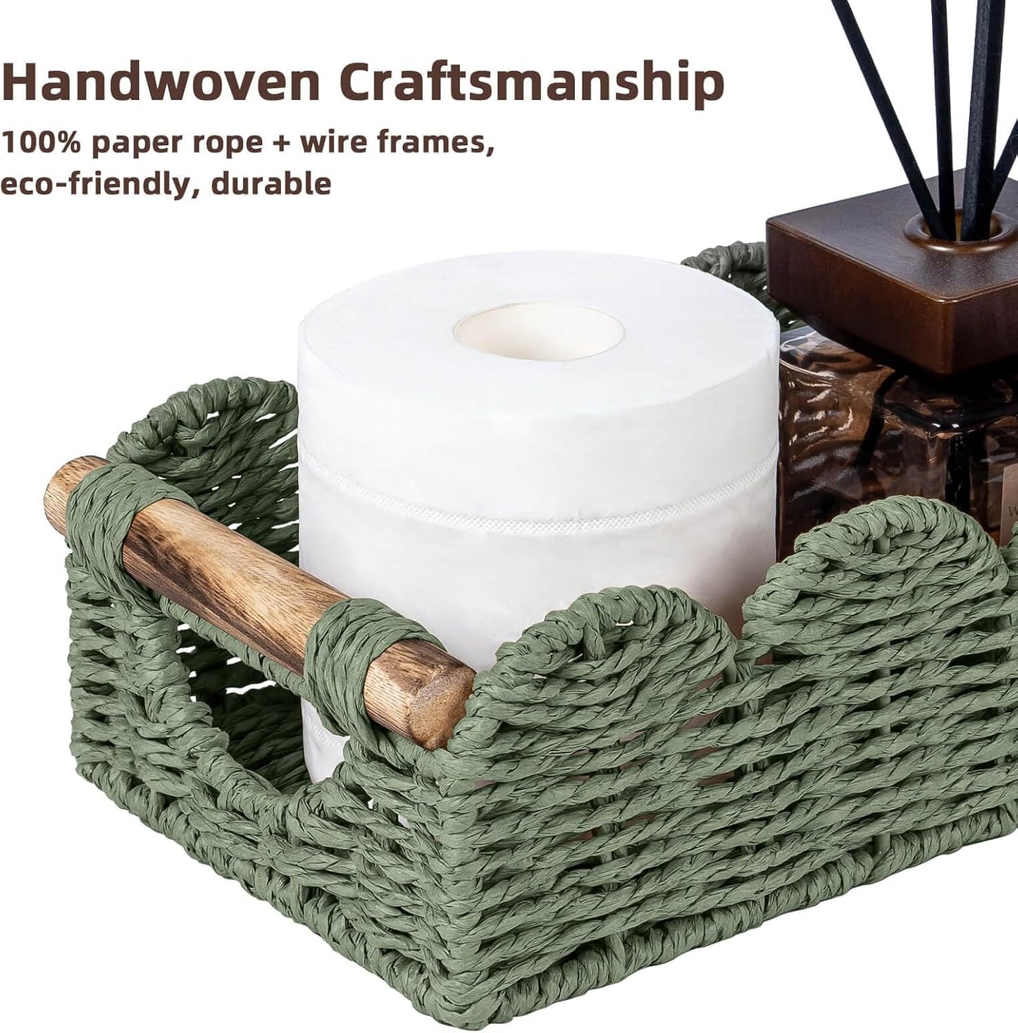 Back of Toilet Paper Storage Baskets Tray / Green