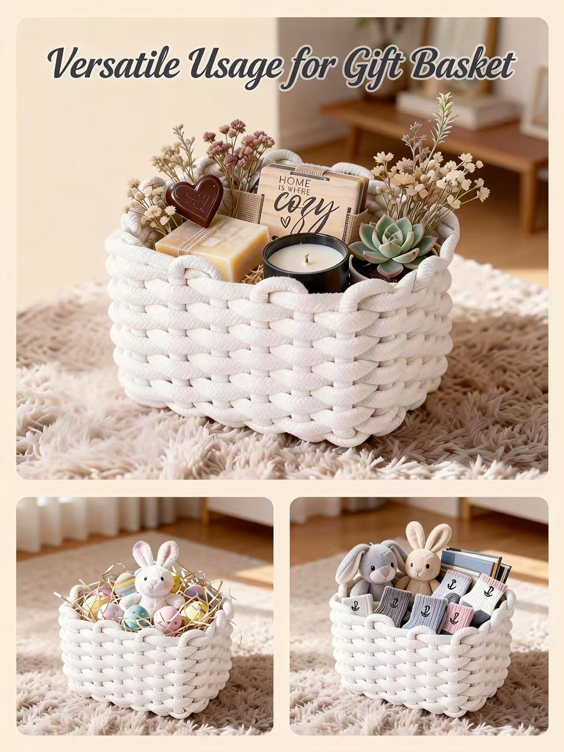 Small Woven Square Basket for Storage & Organizing