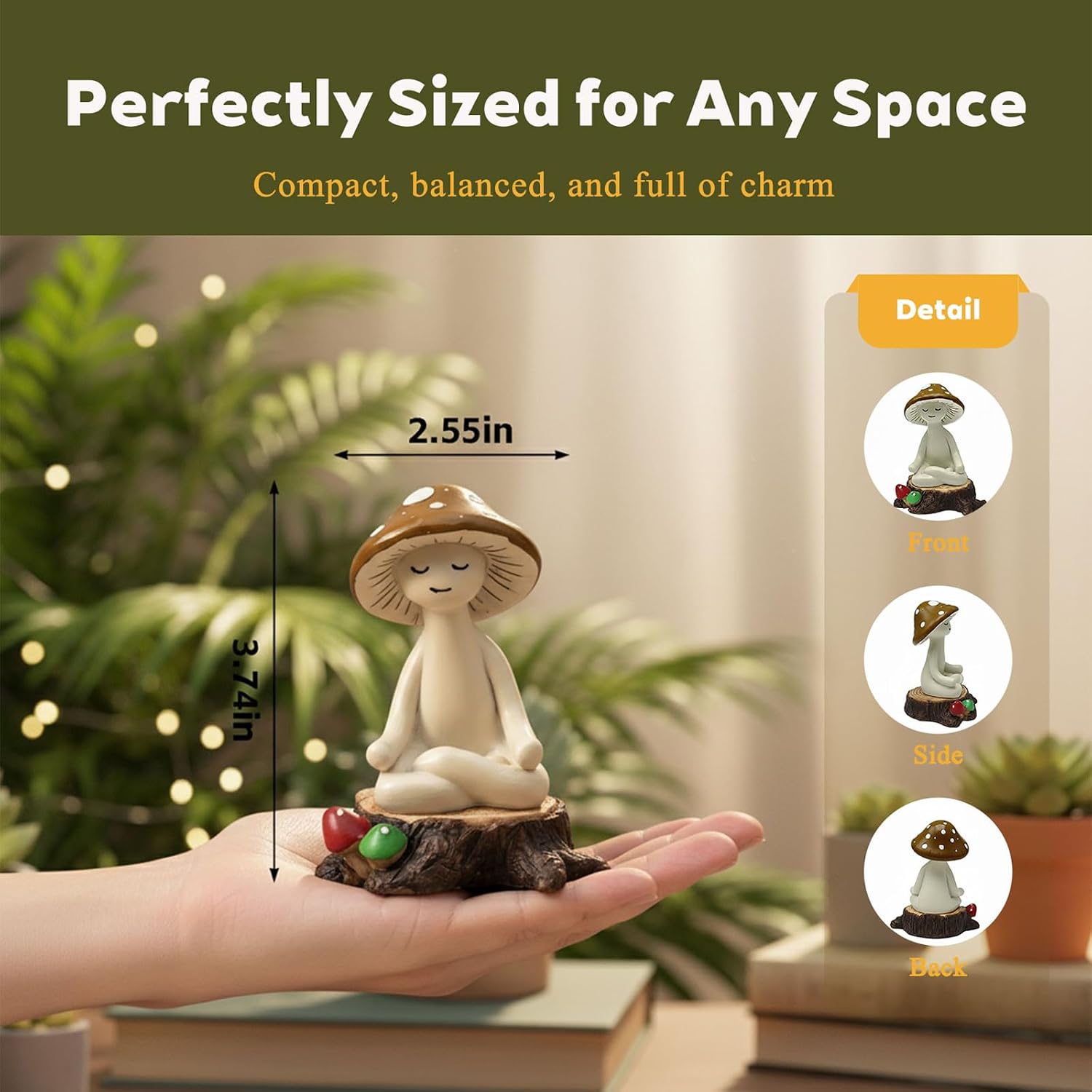 Zen Garden Mushroom Statue Meditation Mushroom Figurines