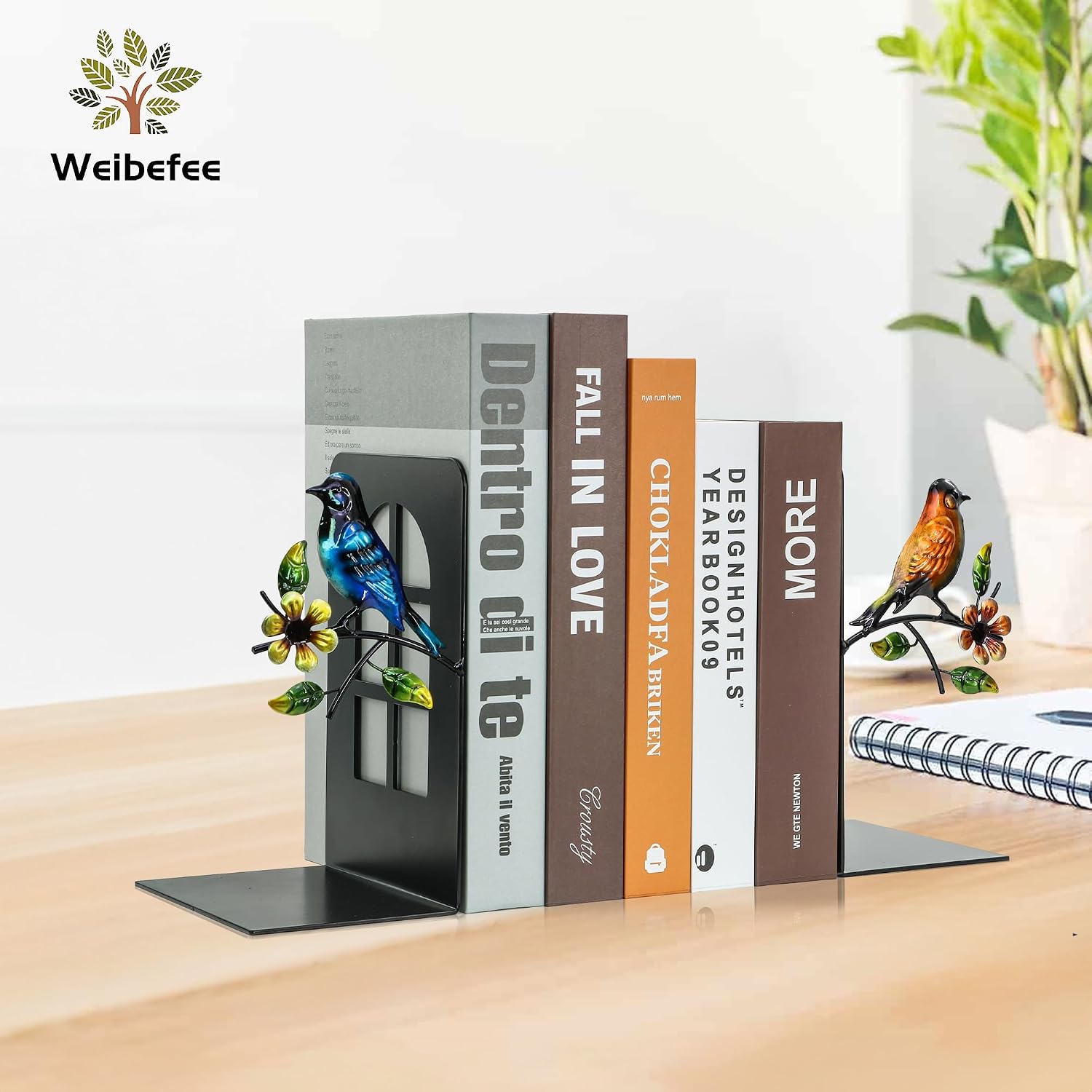 Metal Bookends / Book / Birds Bookend
