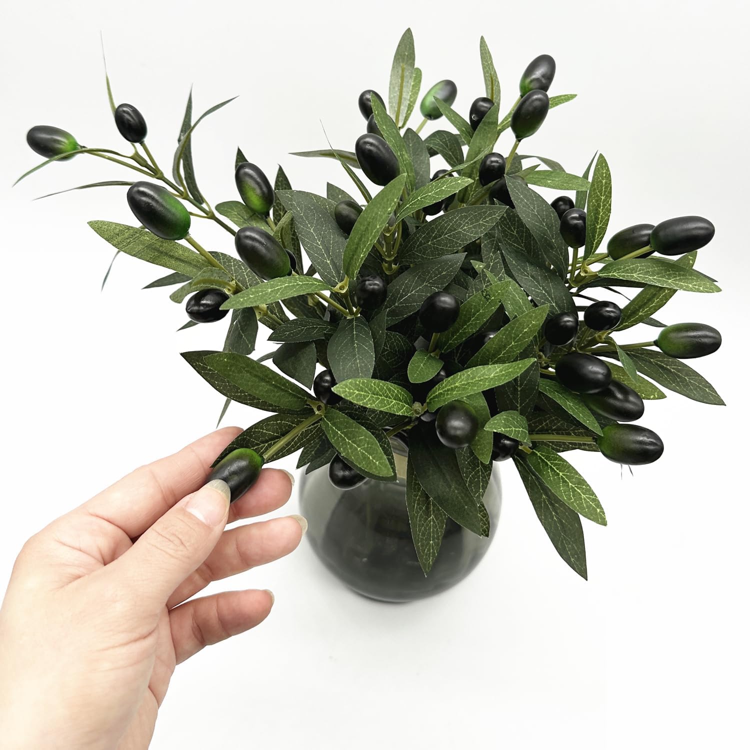 Fake Plants Artificial Olive Branches 10" Fake Greenery Small / Olive Leaves Stems / Set of 20