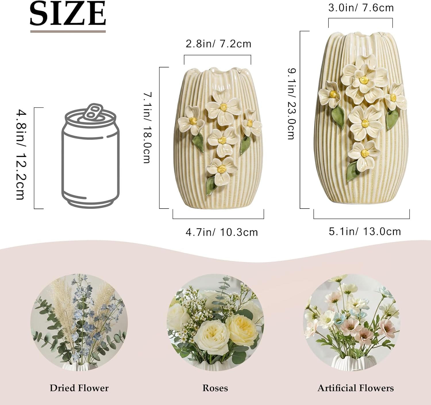 Ceramic Vase / Modern Centerpiece Vases Home Decor / Yellow / 9 Inch