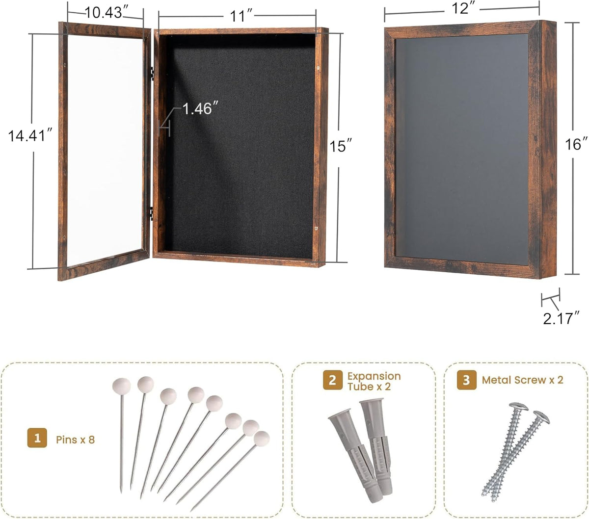 12x16 Shadow Box Frame with Linen Back, Graduation Wood Glass Display Case for Medals, Photos, Memorabilia, Awards