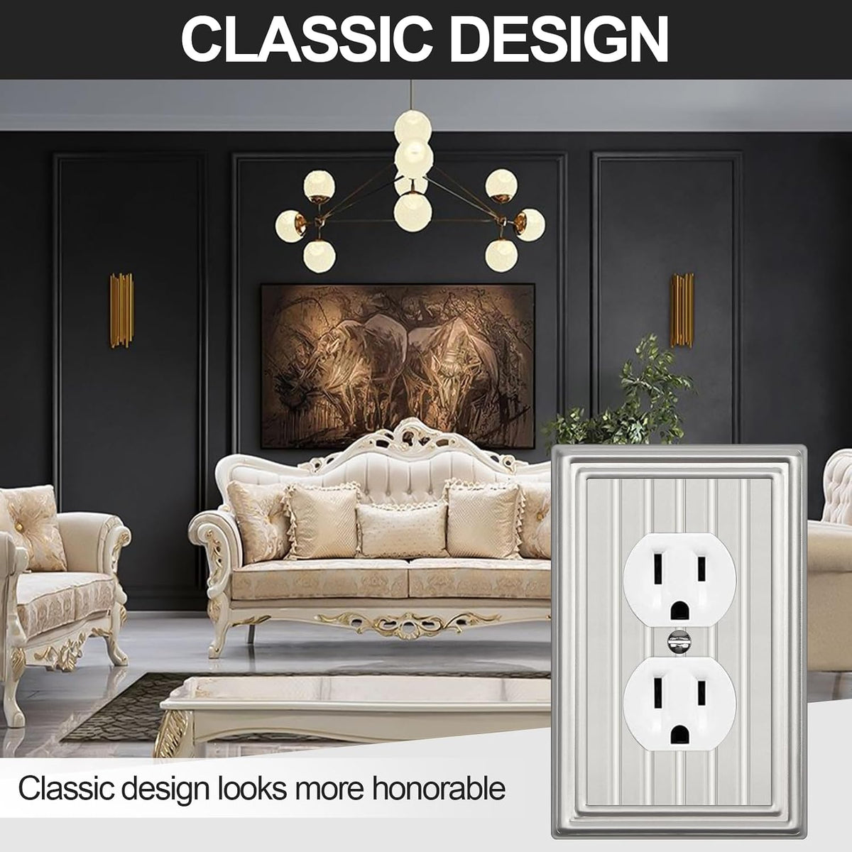 Metal 1 Gang Wall Plate Cover Duplex Outlet Cover Brushed Nickel 6 Pack | Decorative Switch Plates Outlet Cover, Light