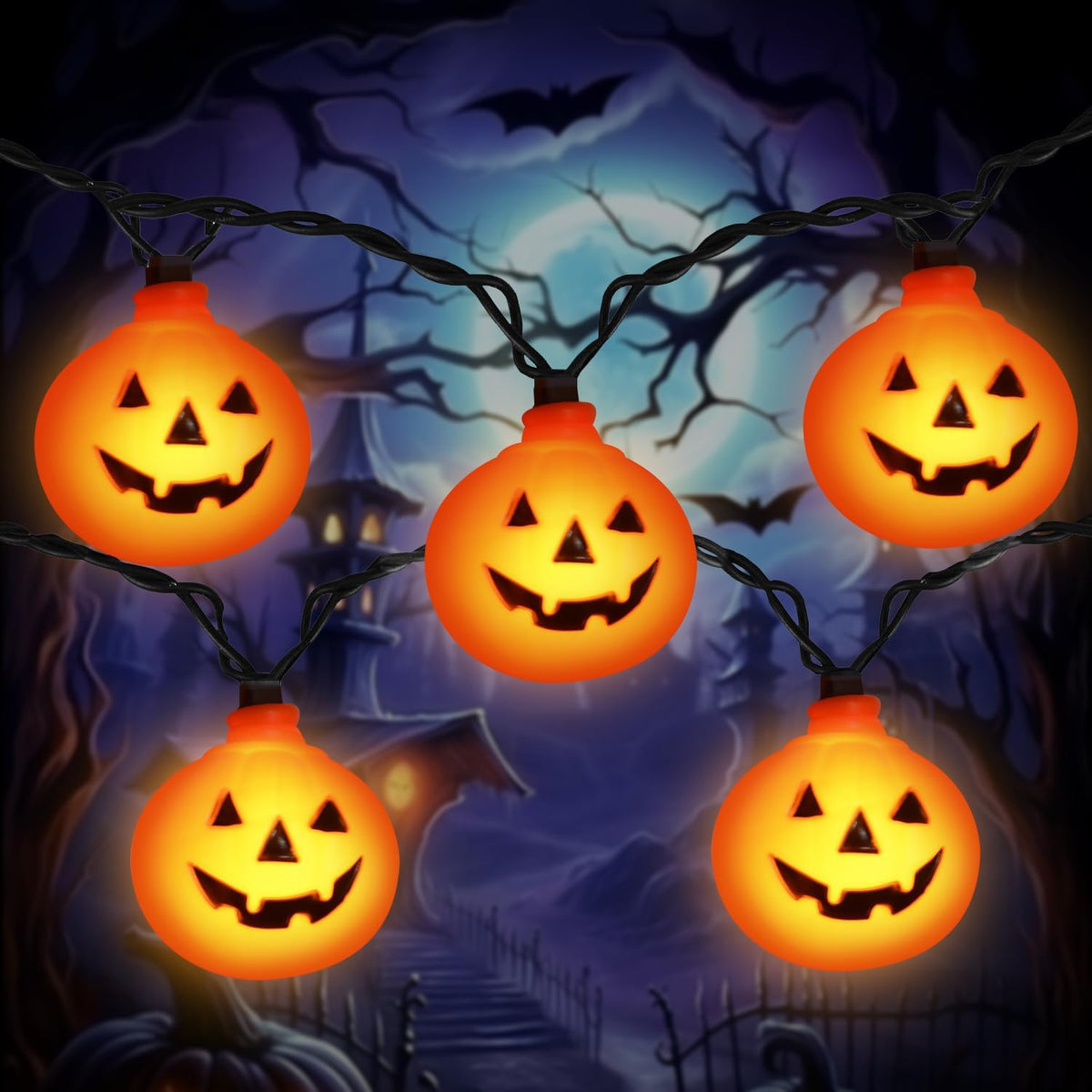 6-Pack Halloween Floral Picks 17" Jack-o'-Lanterns and 3-Color Berry