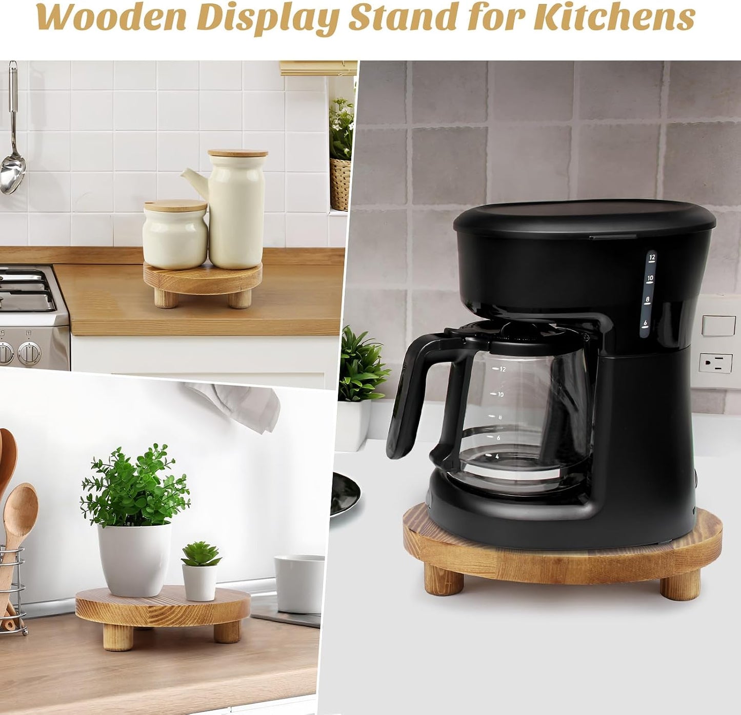 Wooden Plant Stands / Round-brown