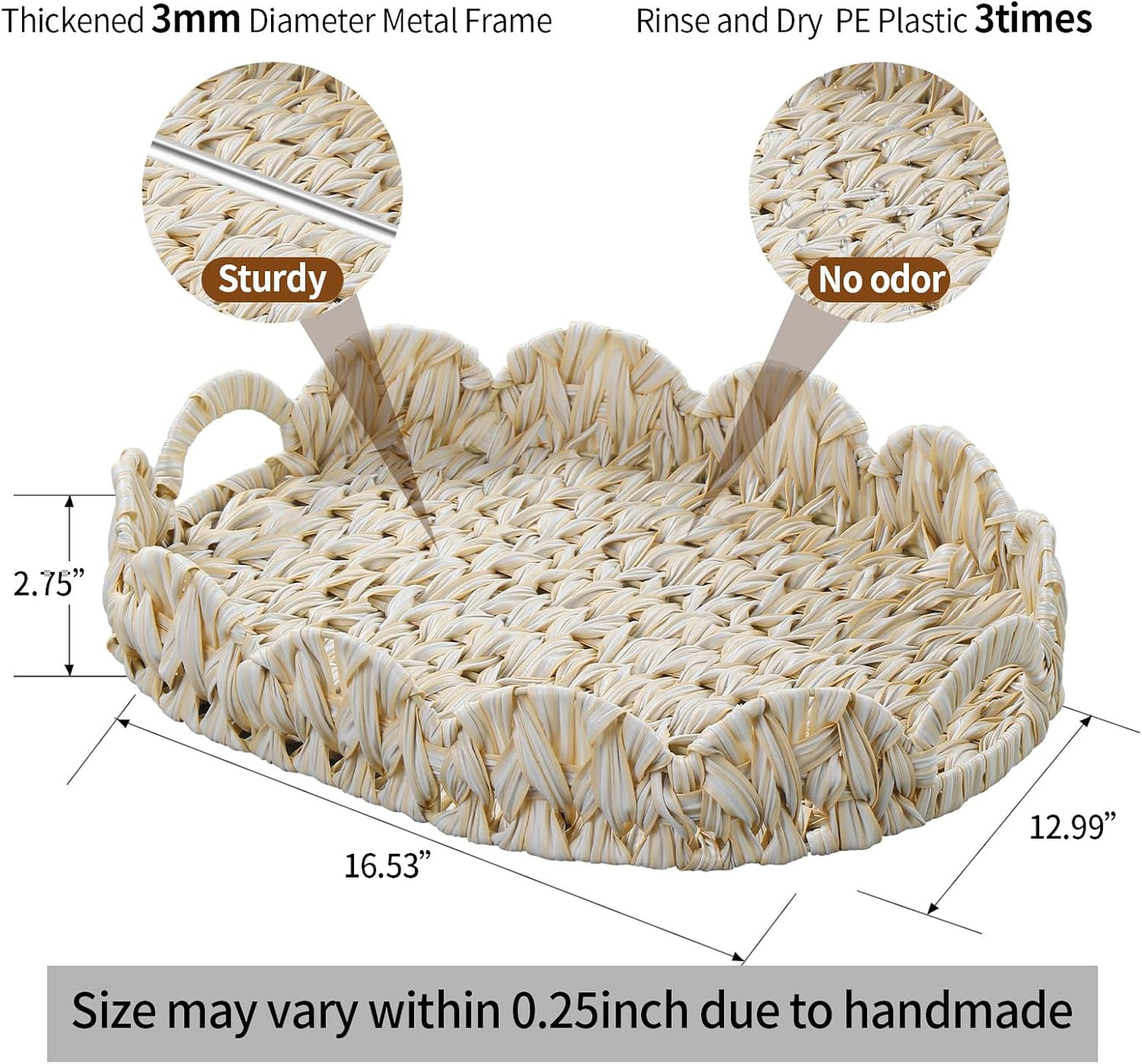 Round Wicker Tray / Milky White / 16.5 Inch