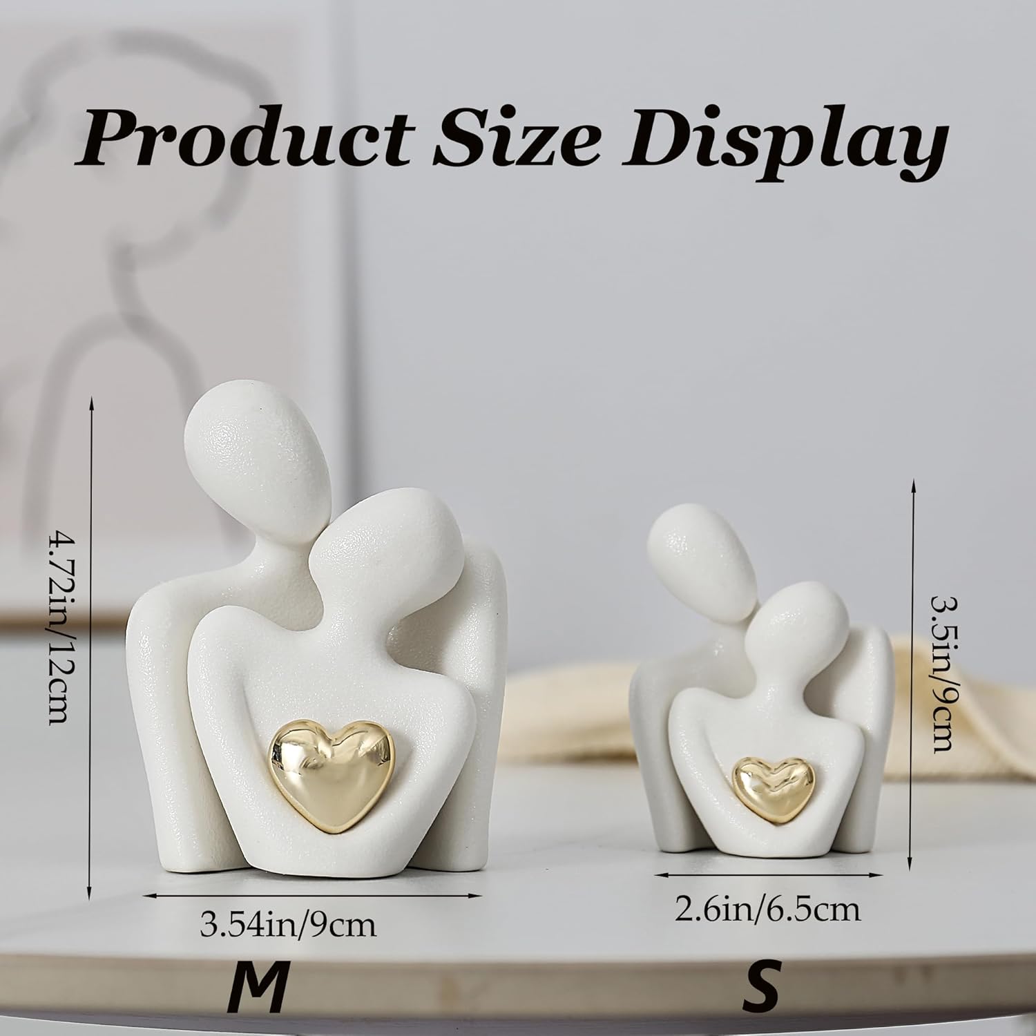 Hugging Couple Statue Ceramic Lover Figurine Home Decor is a Romantic Gift for Her / 4.7in
