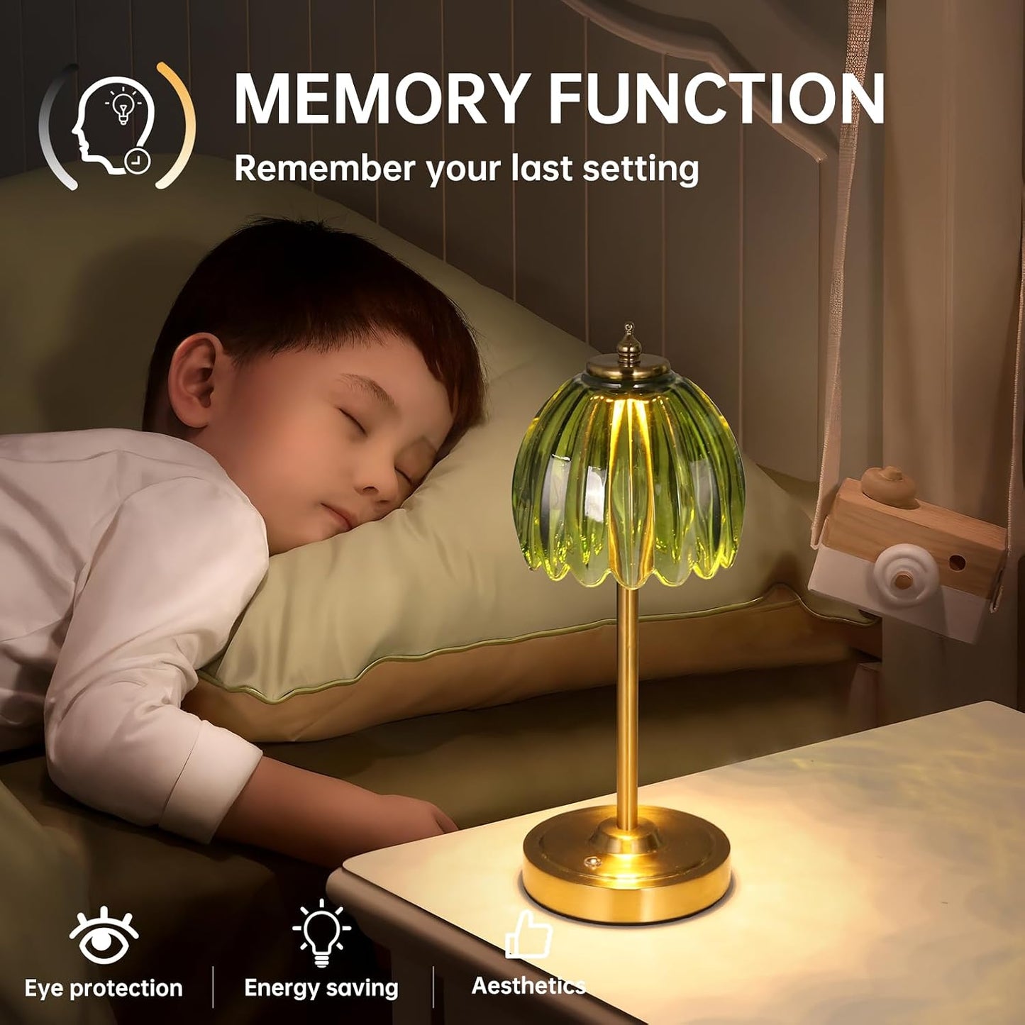 Shenmoyl Set of 2 Tulip Table Lamp with 5000mAh Battery & Touch Control, Cordless Table Lamp with 3 Colors, Dimmable