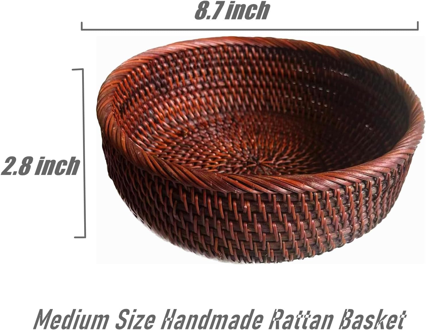 Round Rattan Bowl Basket / M - D8.7 x H2.8 Inch / 9 Inch