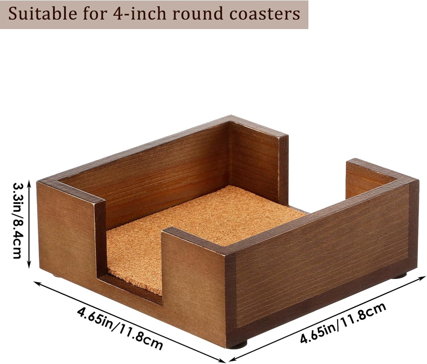 Rustic Wooden Drink Coaster Holder / Set of 2