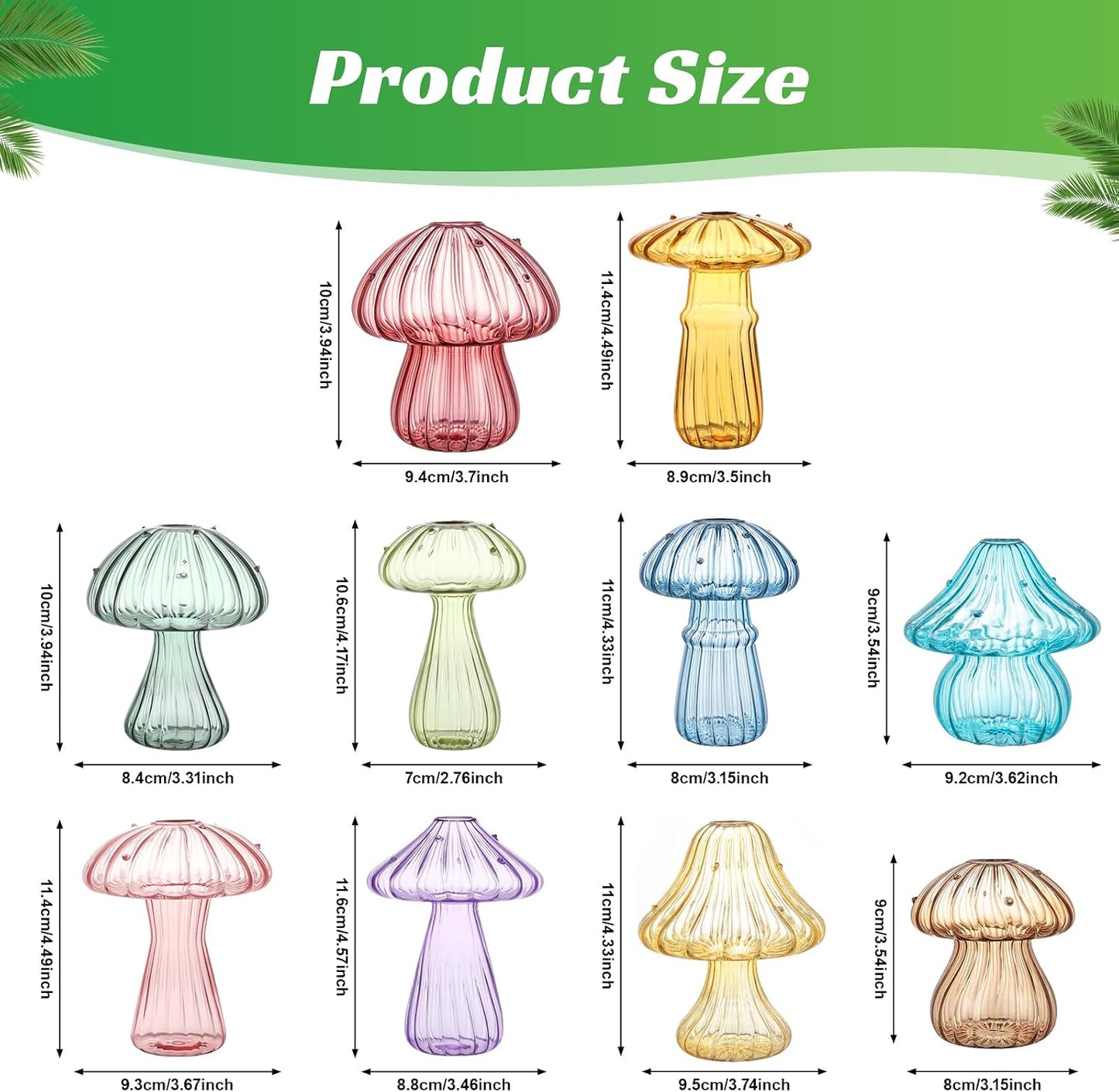 Mushroom Glass Vases / Set of 10