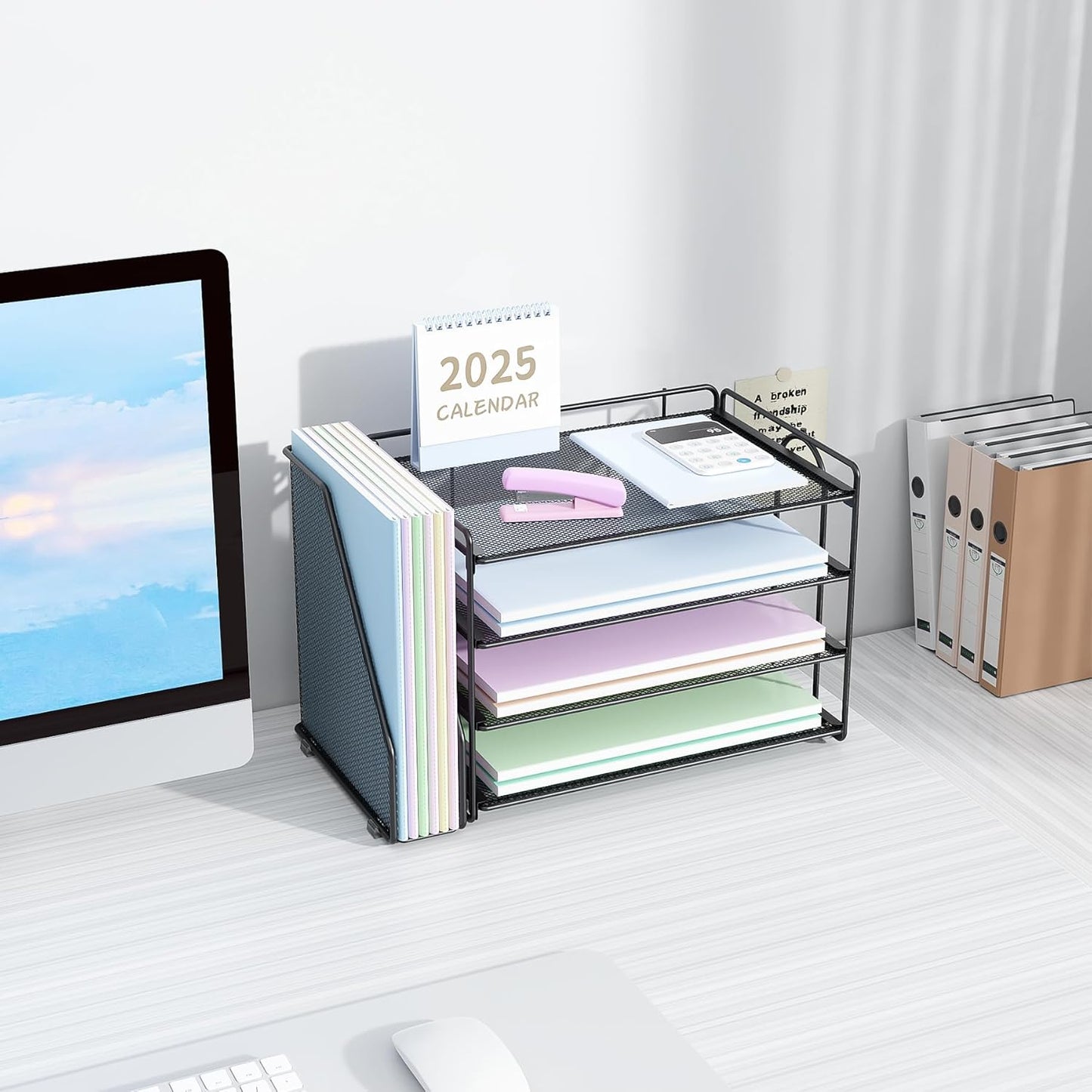 Spacrea 4-Tier Paper Organizer for Desk with File Organizer | Desk Organizers and Accessories Desk Accessories &
