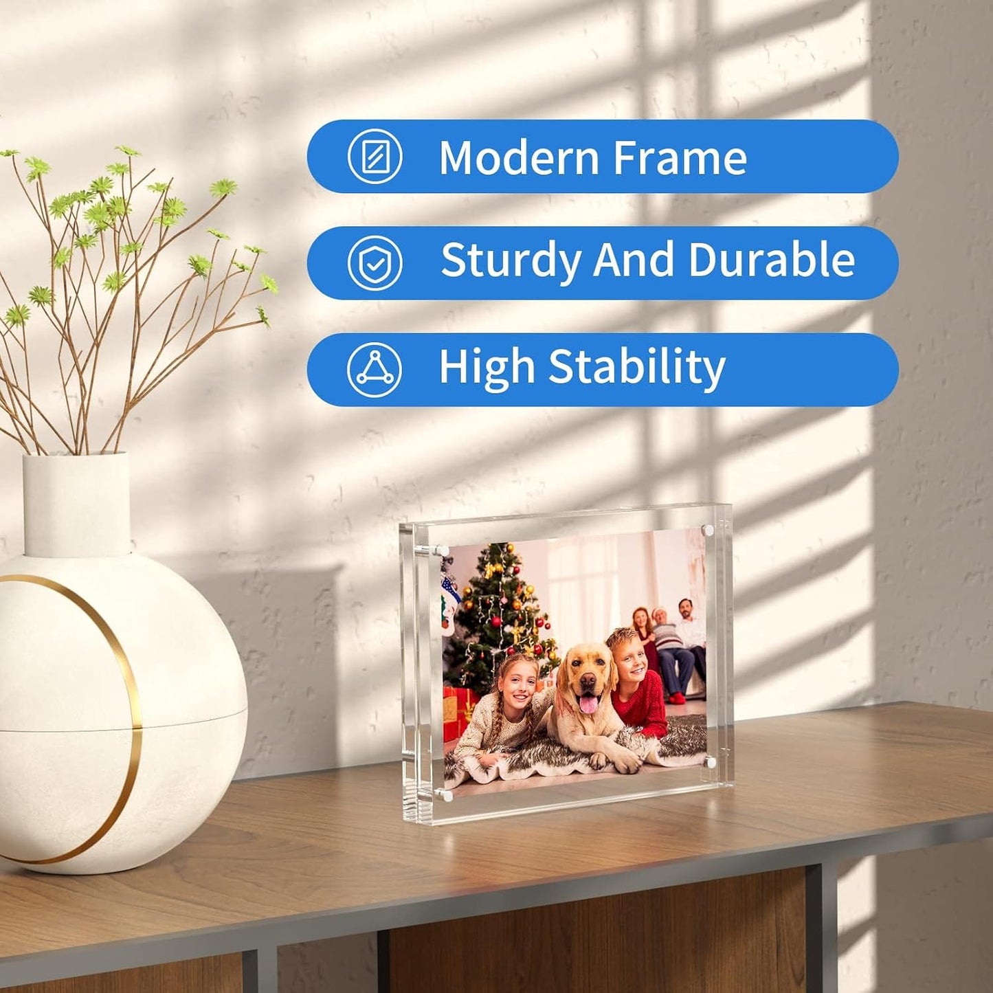NIUBEE Acrylic Photo Frame 6x8, Double Sided Magnetic Blocks Pet Picture Frame