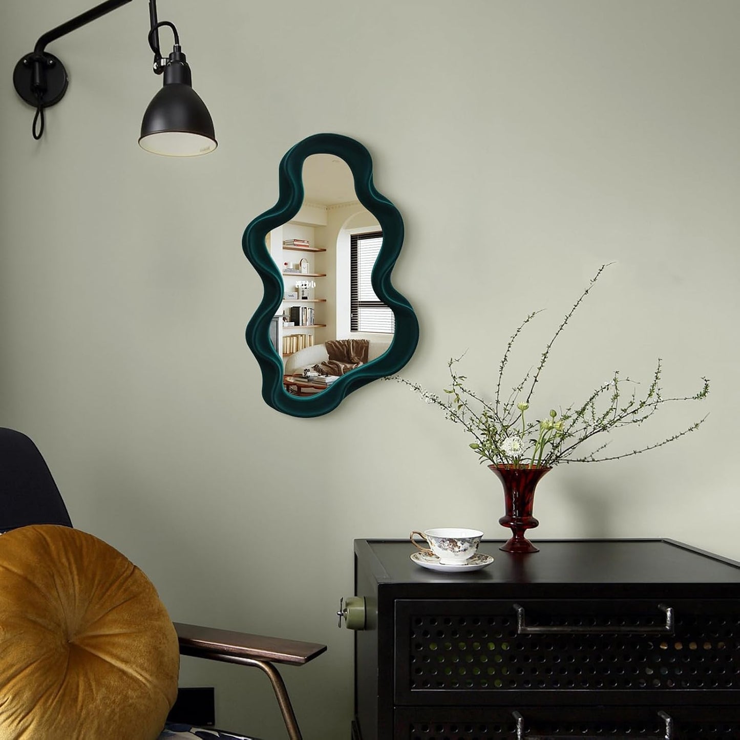 Irregular Cloud-Shaped Small Decorative Mirrors / Cloud-dark Green / 16 x 10