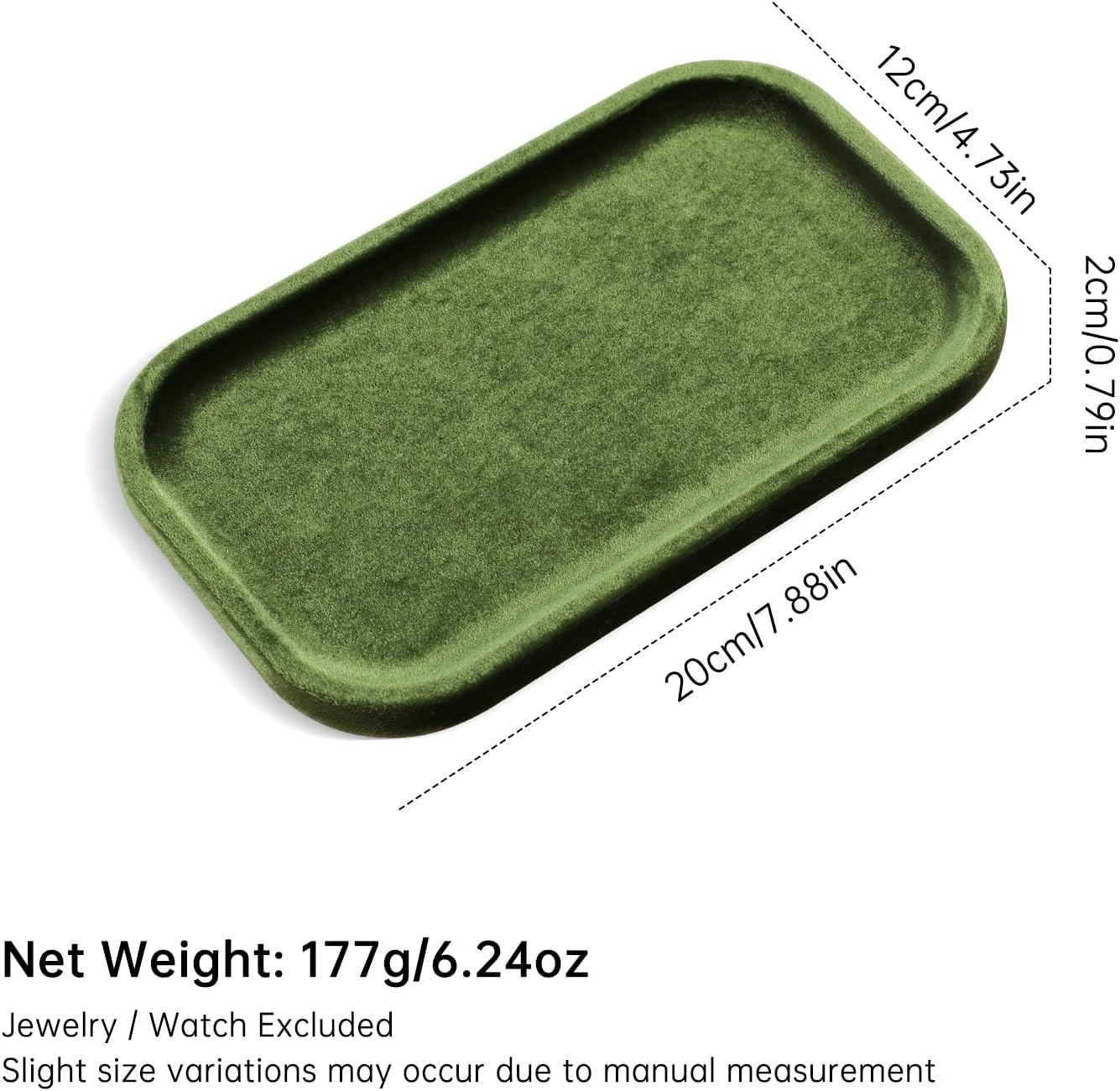 Resilient Velvet Jewelry Display Tray for Ring Earrings Bracelet Necklace / Olive Green / 7.9 x 4.7
