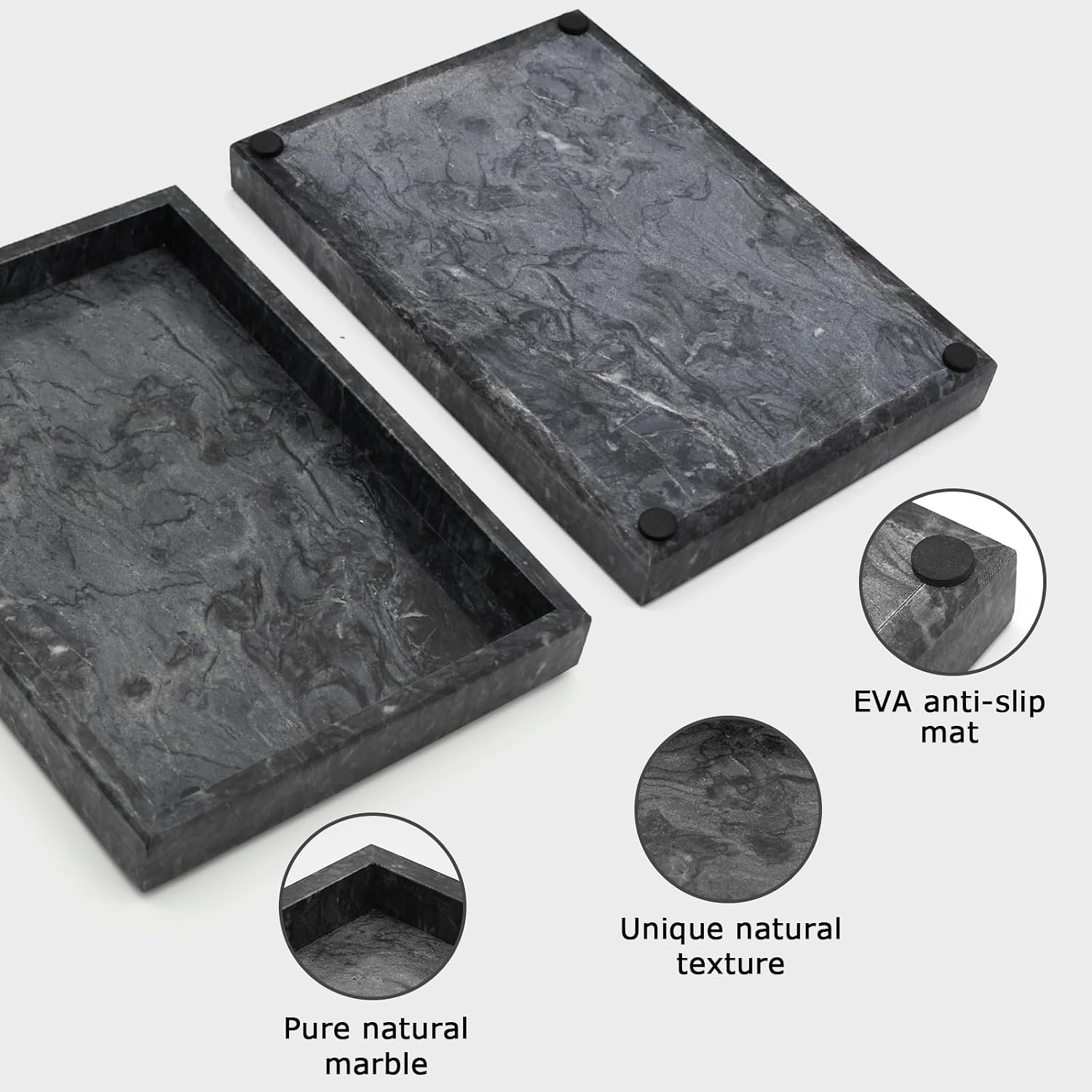 Stone Tray / Marble Trays / Black / 12 x 8