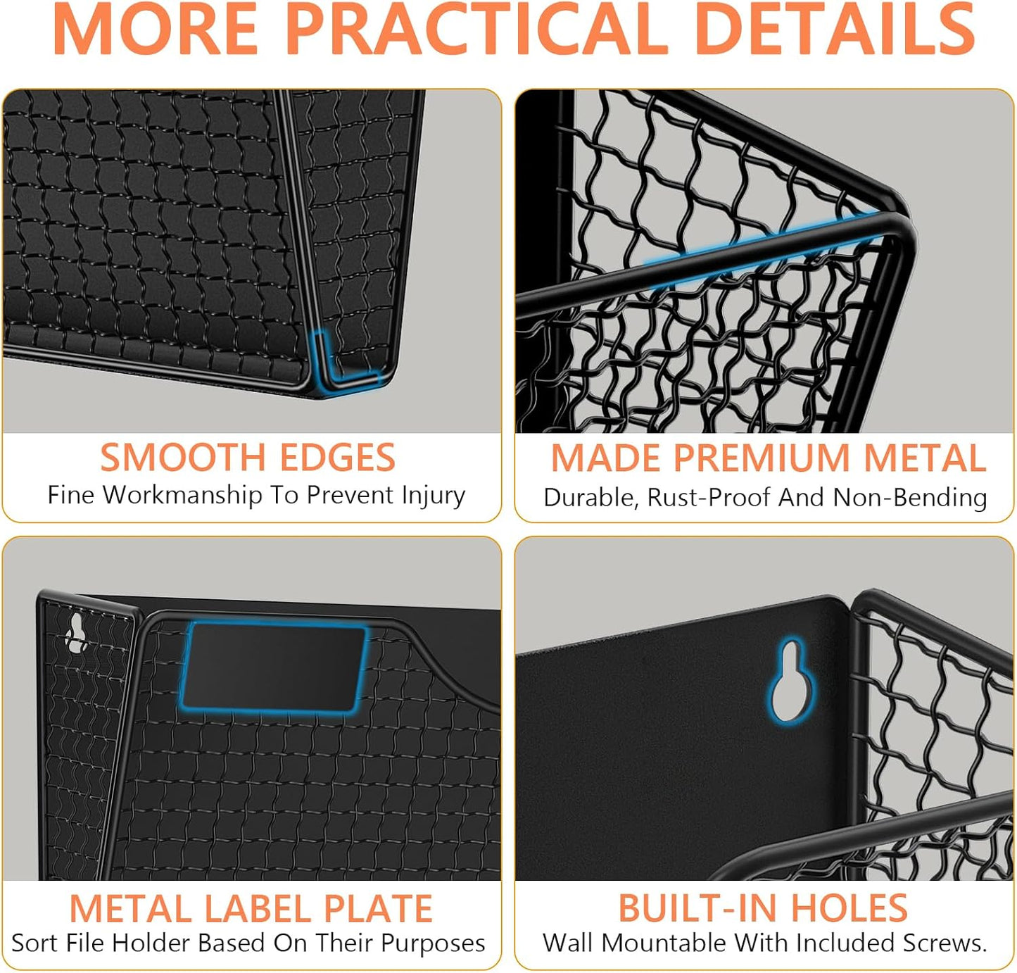 MFTEK Magnetic File Holder, 1 Pockets Magnetic File Folder Holder No Drilling Magnet Paper Mail Organizer Magazine