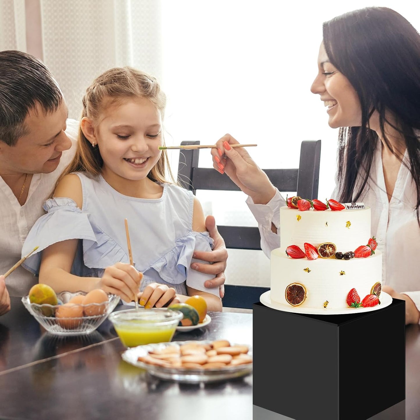 Hollow Bottoms Acrylic Boxes for Display Dessert Table / Black / Small,3,4,5,6,7 Inch / Set of 5