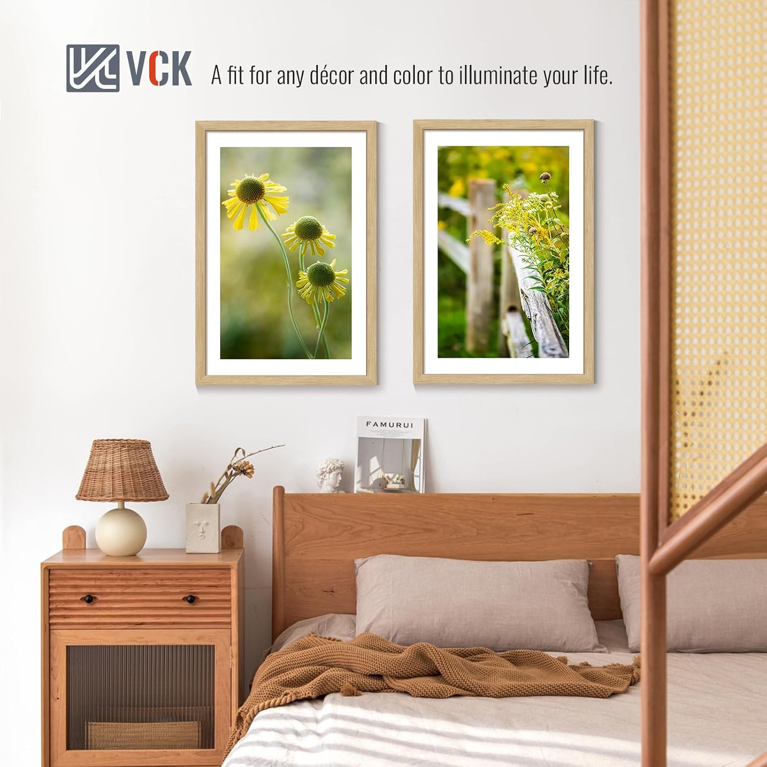 VCK 20x30 Frame Oak 4 Pack, Wide Thick Wood Border, for Poster/Print | Exclusive Woodgrain, Wall Hanging, HD