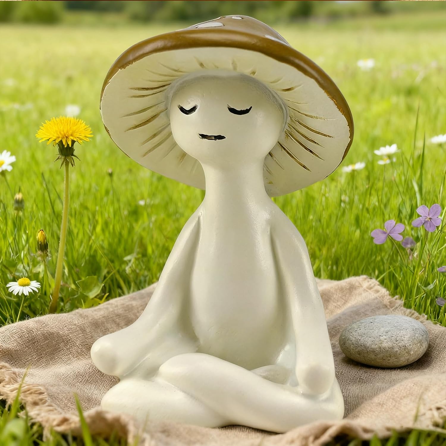 Meditation Mushroom Statue-Meditation Mushroom Resin Statue for Desk Living Room Resin Figurine