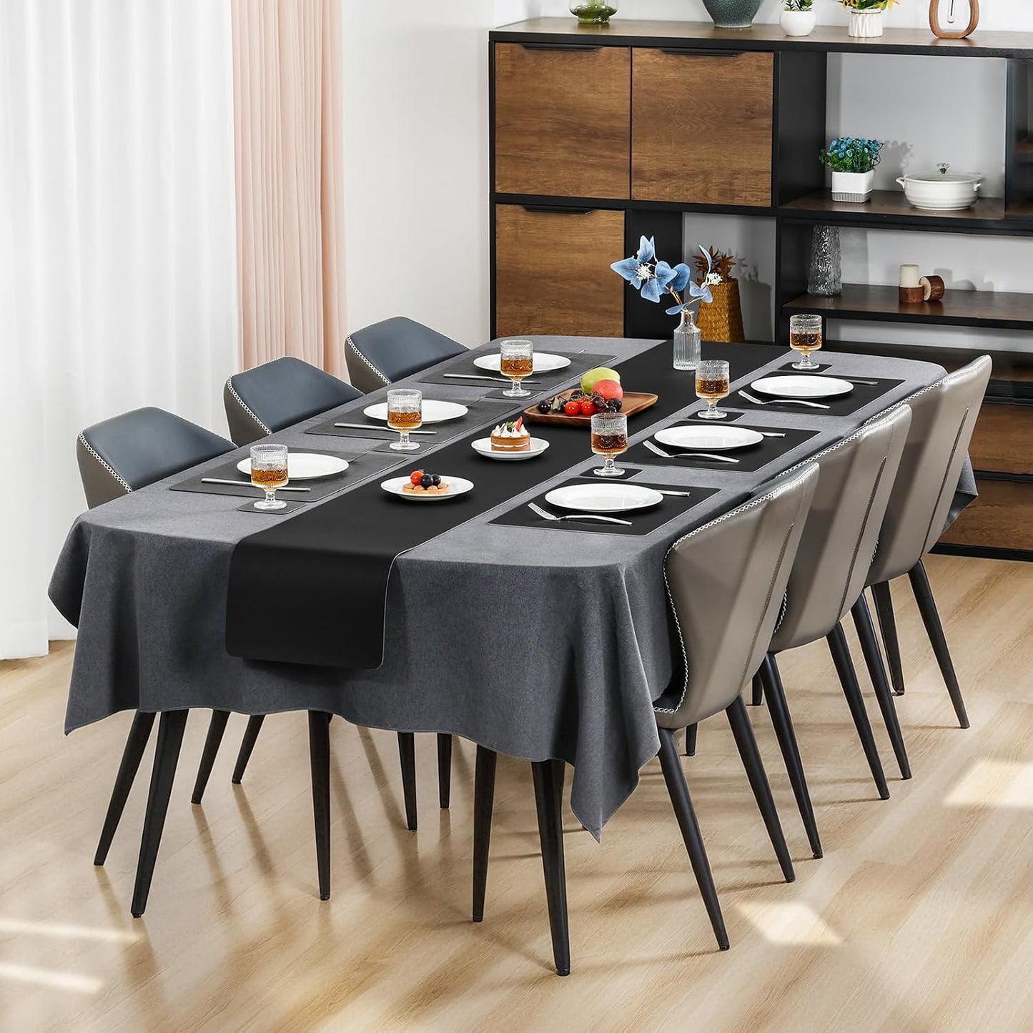 Myir JUN Faux Leather Placemats Set of 6, Dual Sided Waterproof Place Mats | Heat Resistant Wipeable Vinyl Table Mat