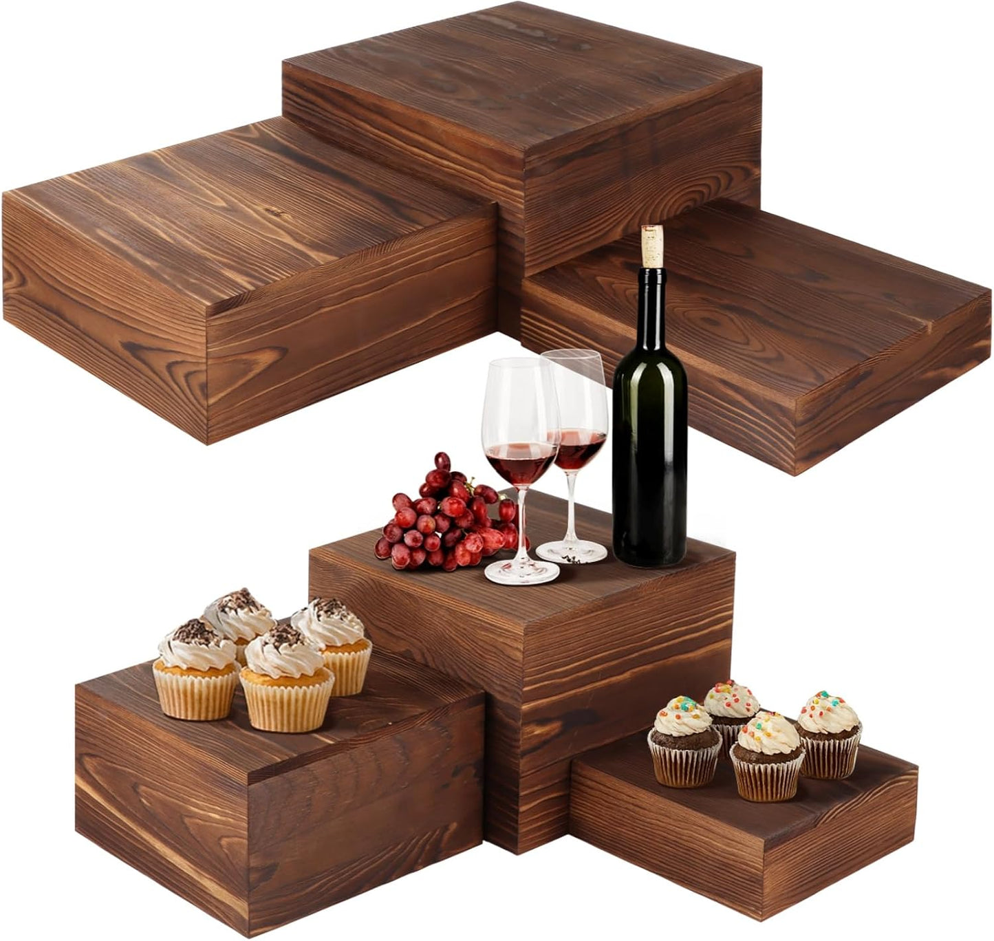 Wooden Risers Display Stands Set / Set of 6