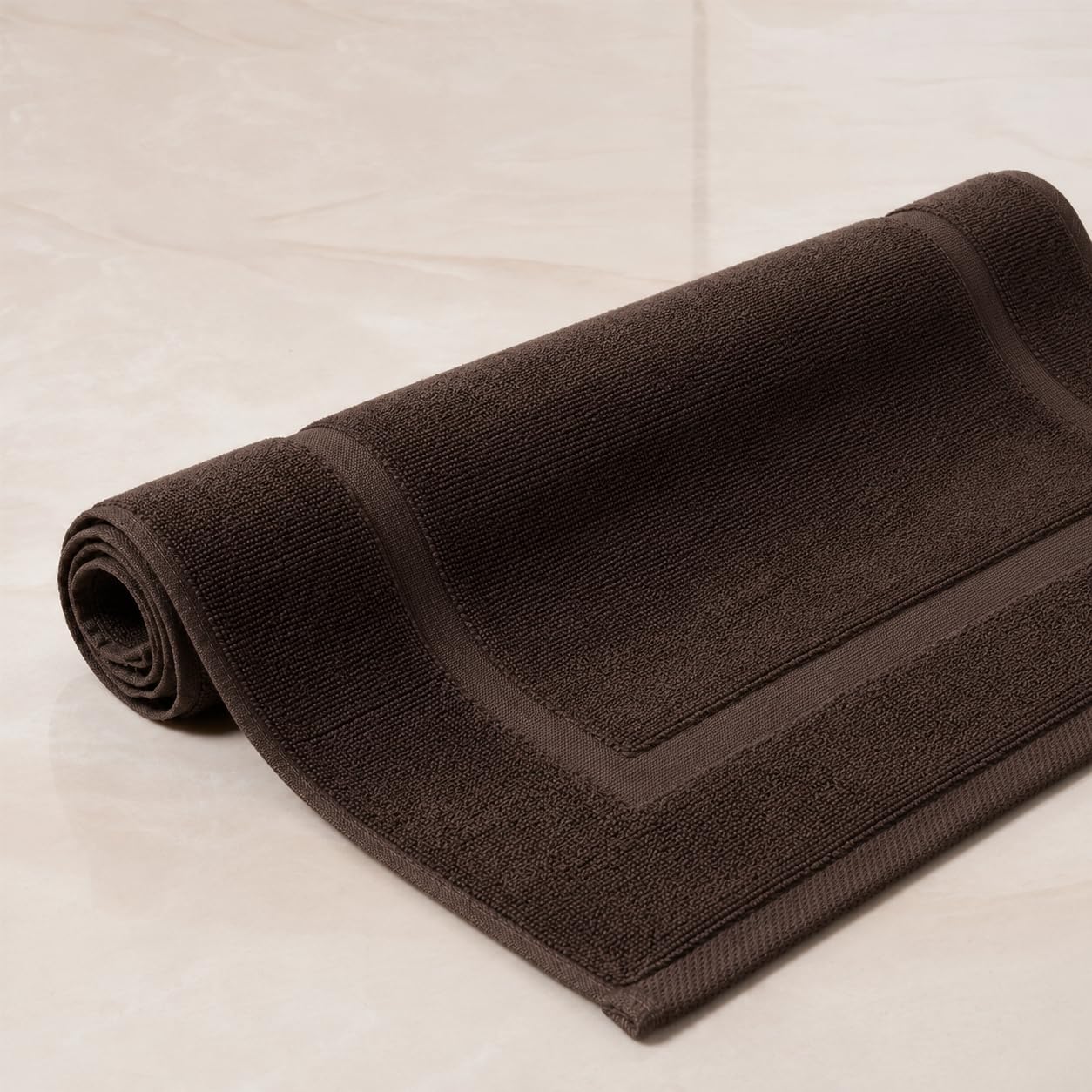 SALBAKOS 2-Piece 100% Turkish Cotton Bath Mat Towel, 20x34 inch, Chocolate | Bathroom Floor Towels, Thick Soft Most