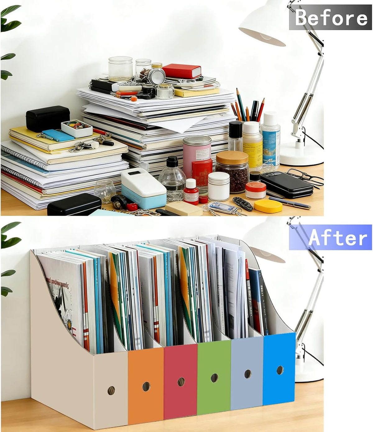 Limitliho 24 Pack Fresh Color Cardboard Magazine Holder for Desk or Shelves