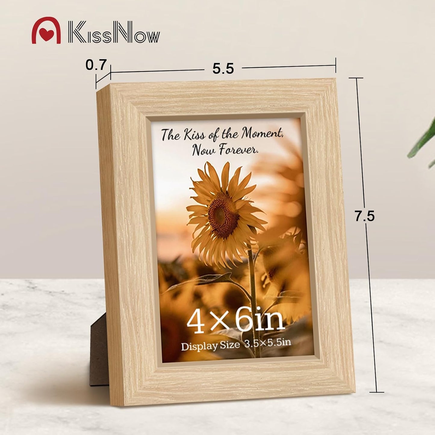 4x6 Picture Frame 4 Pack, Oak Solid Wood, Wall or Tabletop, Studio | Gallery Wall Set, Thick & Wide Border, Polished