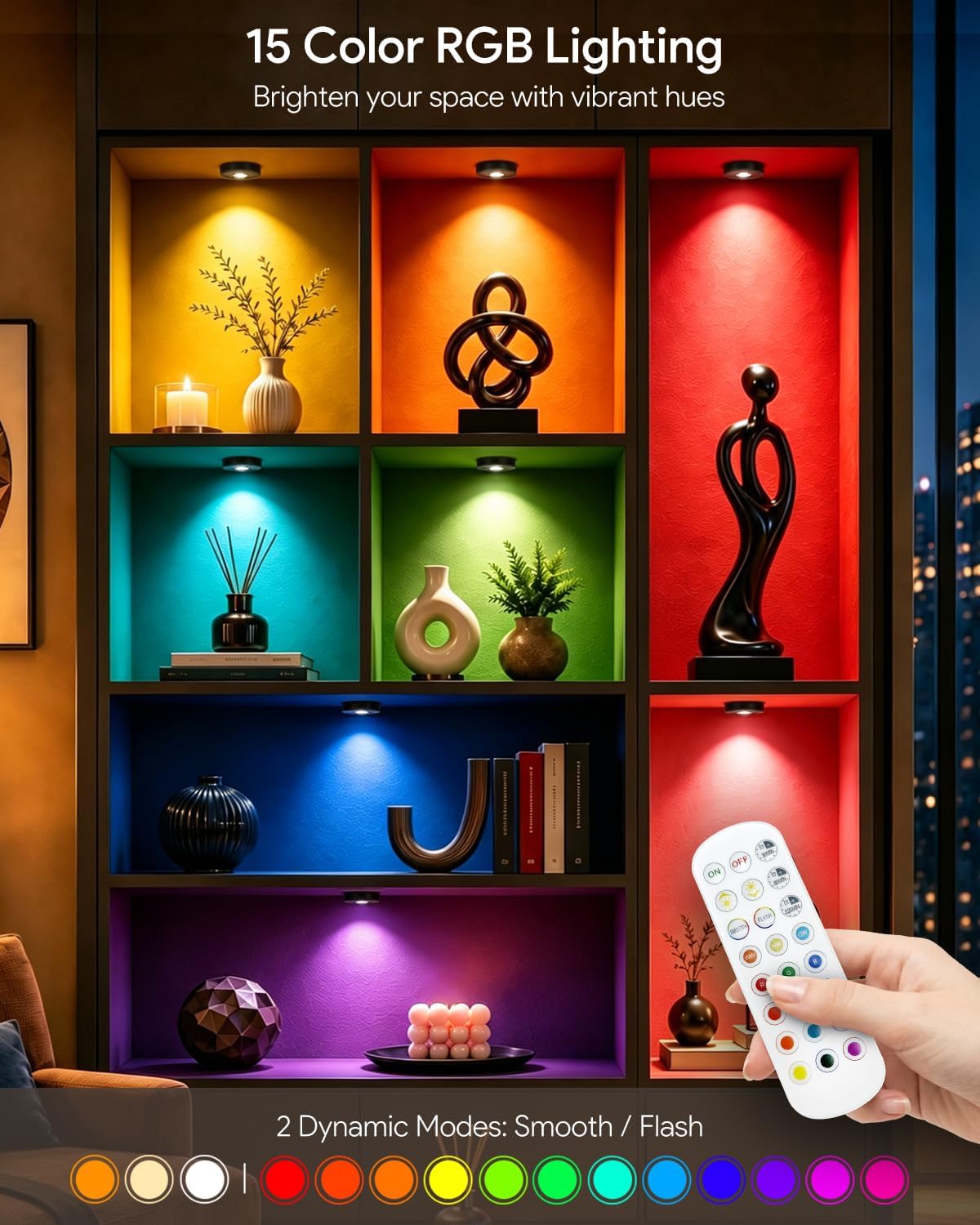 Yiliaw Under Cabinet Rechargeable Puck Lights with Remote Control,Multi-Use Under Cabinet Lighting for Kitchen