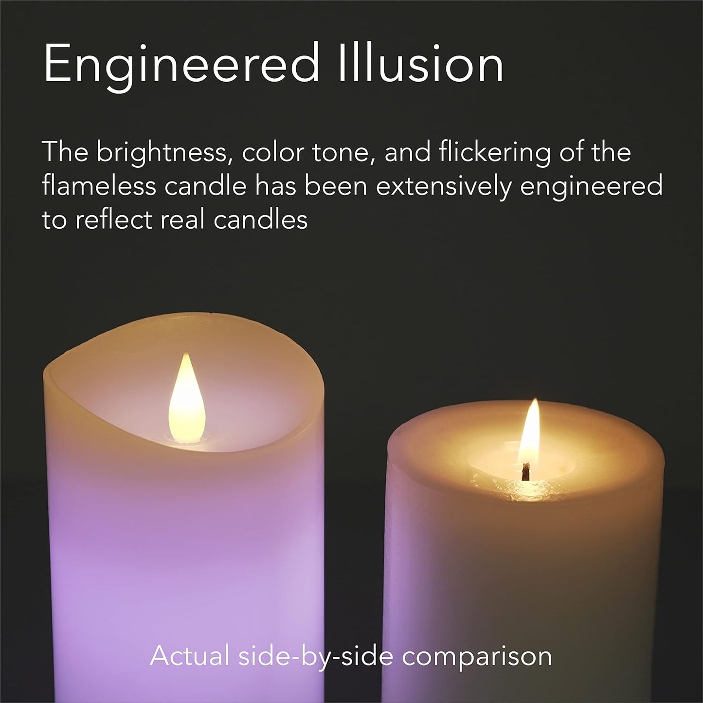 Flameless Multi Color Flickering Moving Flame 3"x 7" Pillar LED Candle，Battery Operated, Real Wax, White, Remote