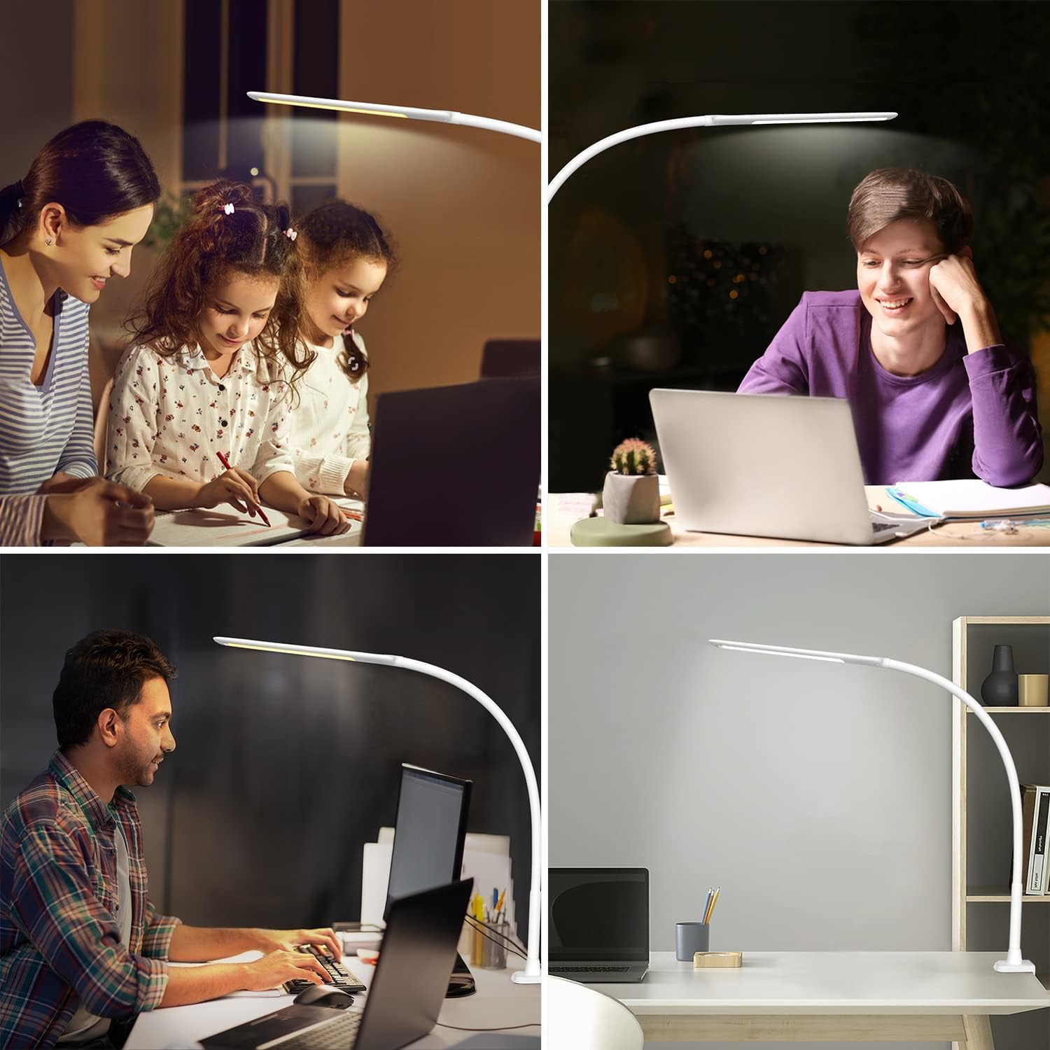 YOUKOYI LED Desk Lamp with Clamp,Flexible Gooseneck Architect Table Lamp - 5 Brightness Levels & 4 Color Modes, Touch