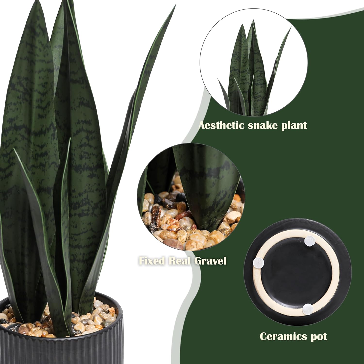 Ceramic Pot Desk Small Fake Plant / Black