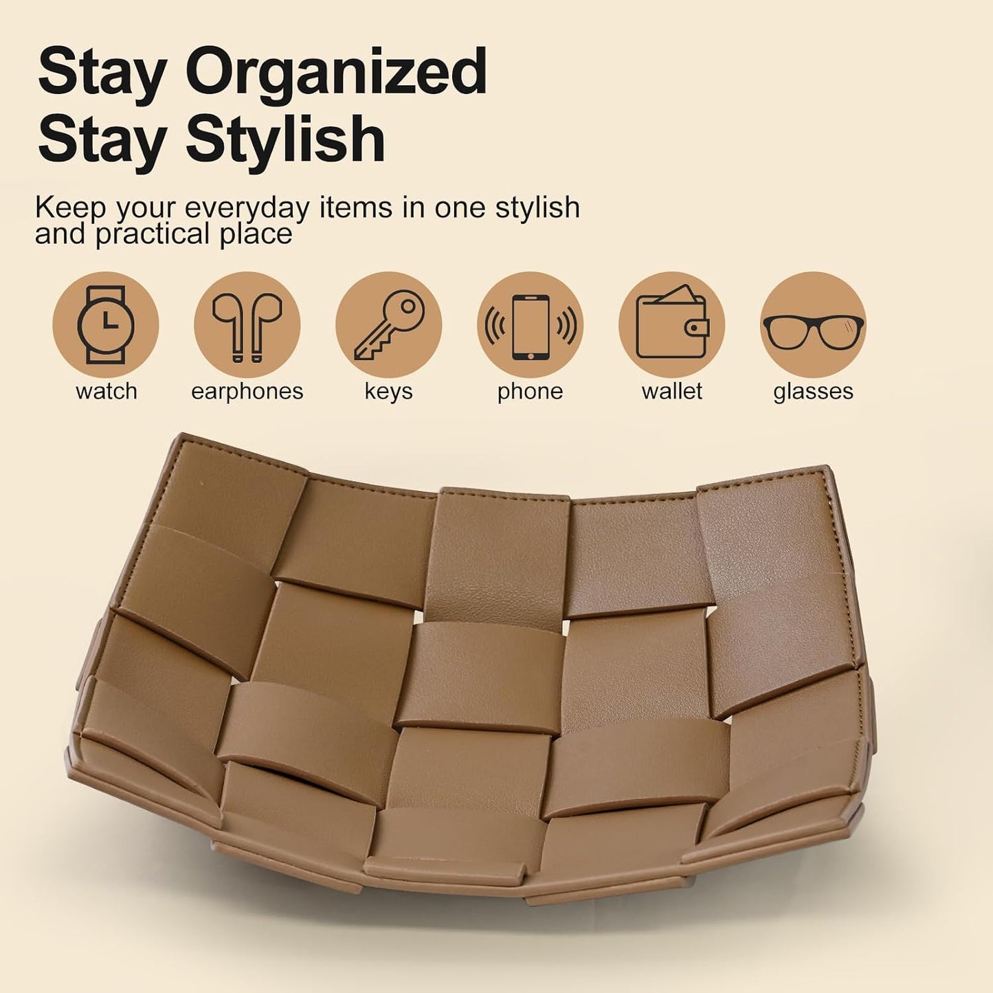 Valet Tray PU Leather Key Holder Bowl for Men and Women Entryway Table Nightstand Catchall / Coffee