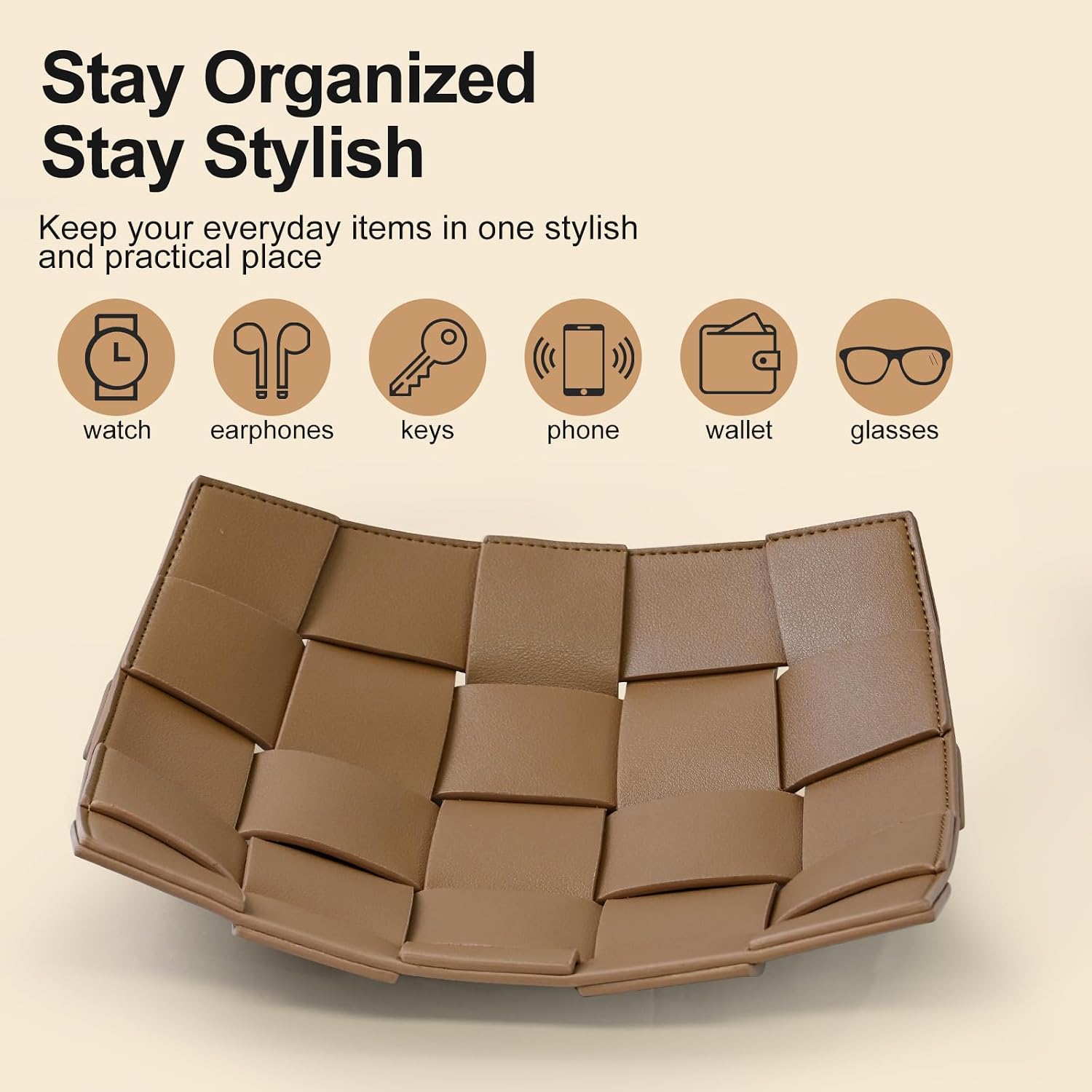 Valet Tray PU Leather Key Holder Bowl for Men and Women Entryway Table Nightstand Catchall / Coffee