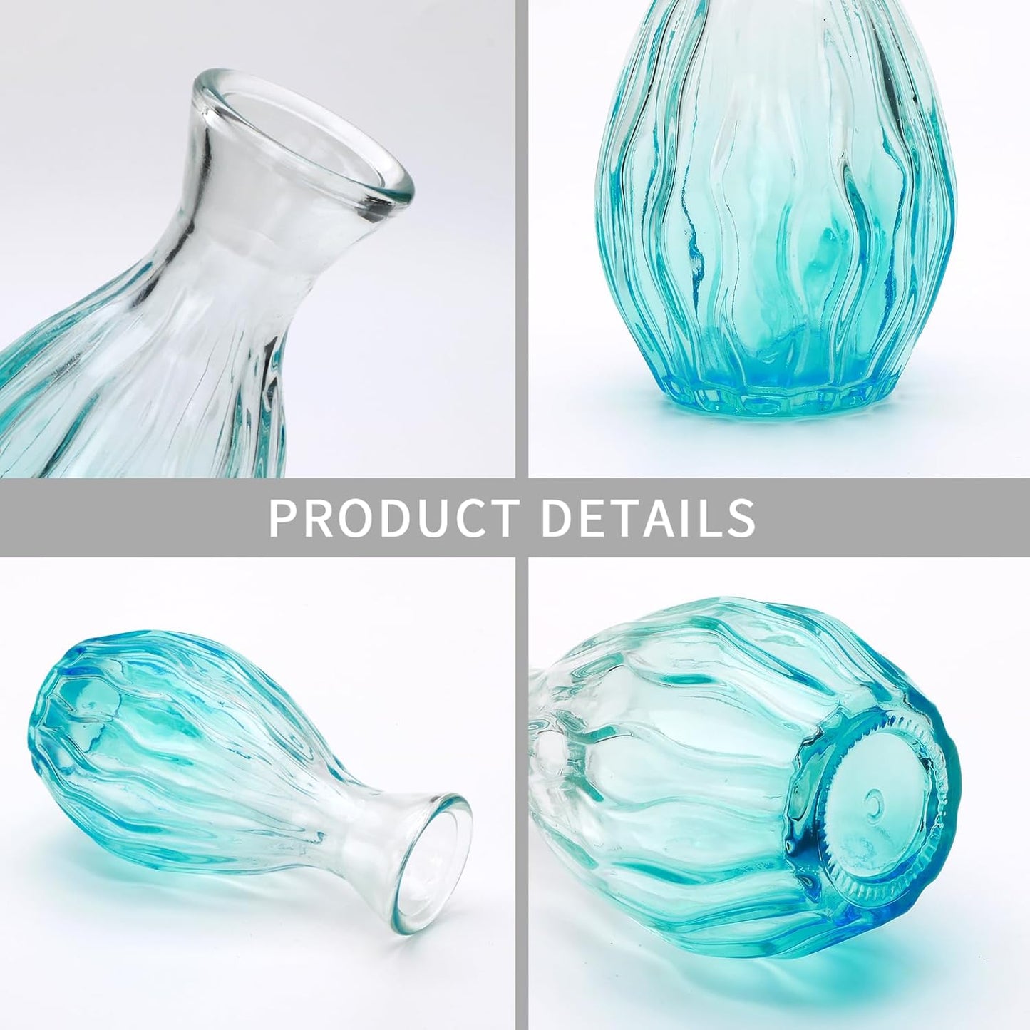 Glass Bud Vases / Blue / Set of 4