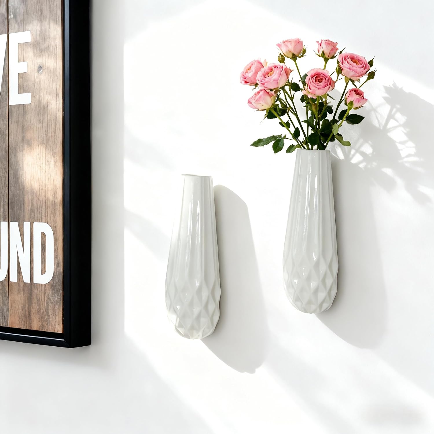 Artistic Wall Ceramic Vase / Small / White / Set of 2