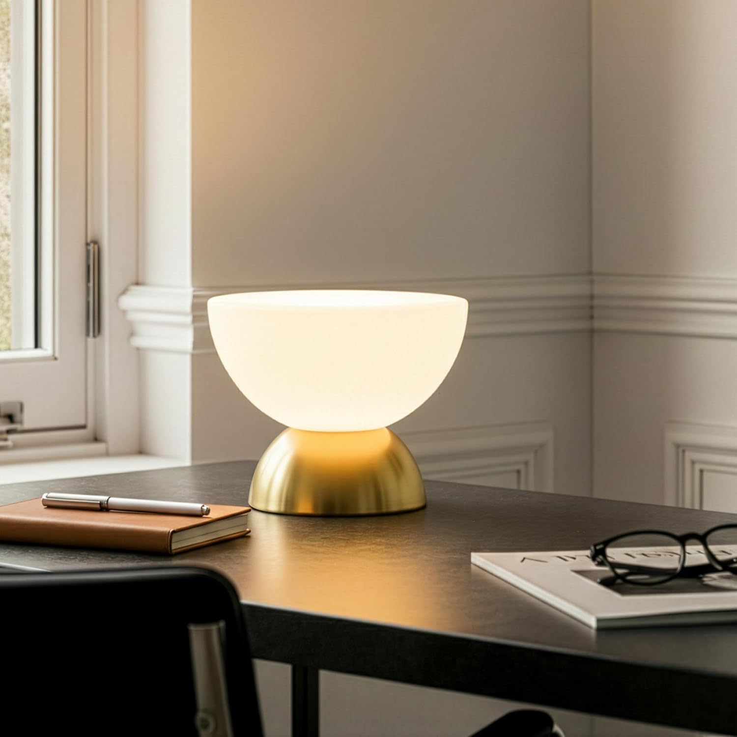 Brightech Lamina LED Table Lamp - Small 10 Inches Modern Bedroom Lamp - Bright Mini Reading Desk Lamp with Dimmable
