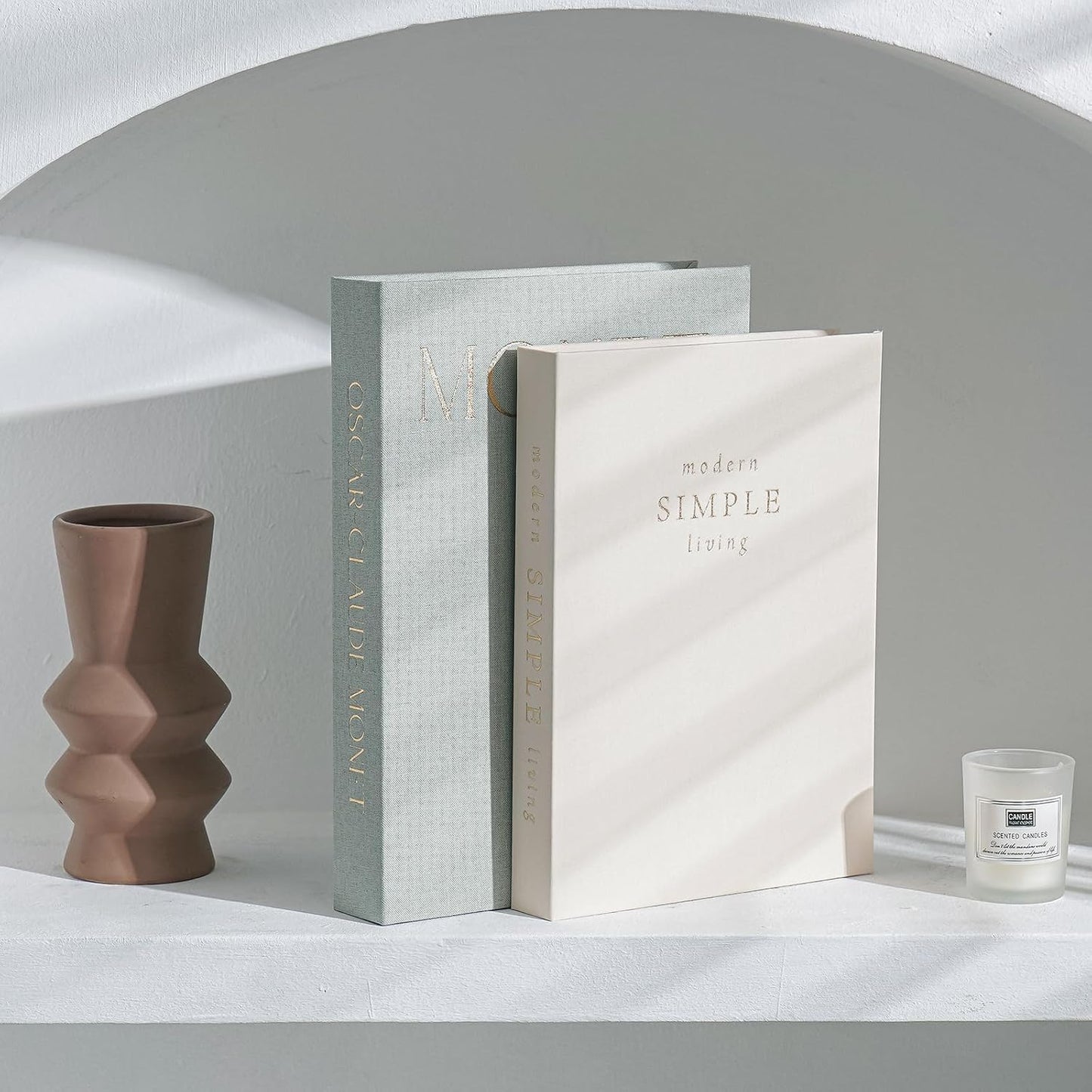 Linen Hardcover Decorative Books / Sage Beige / Set of 2