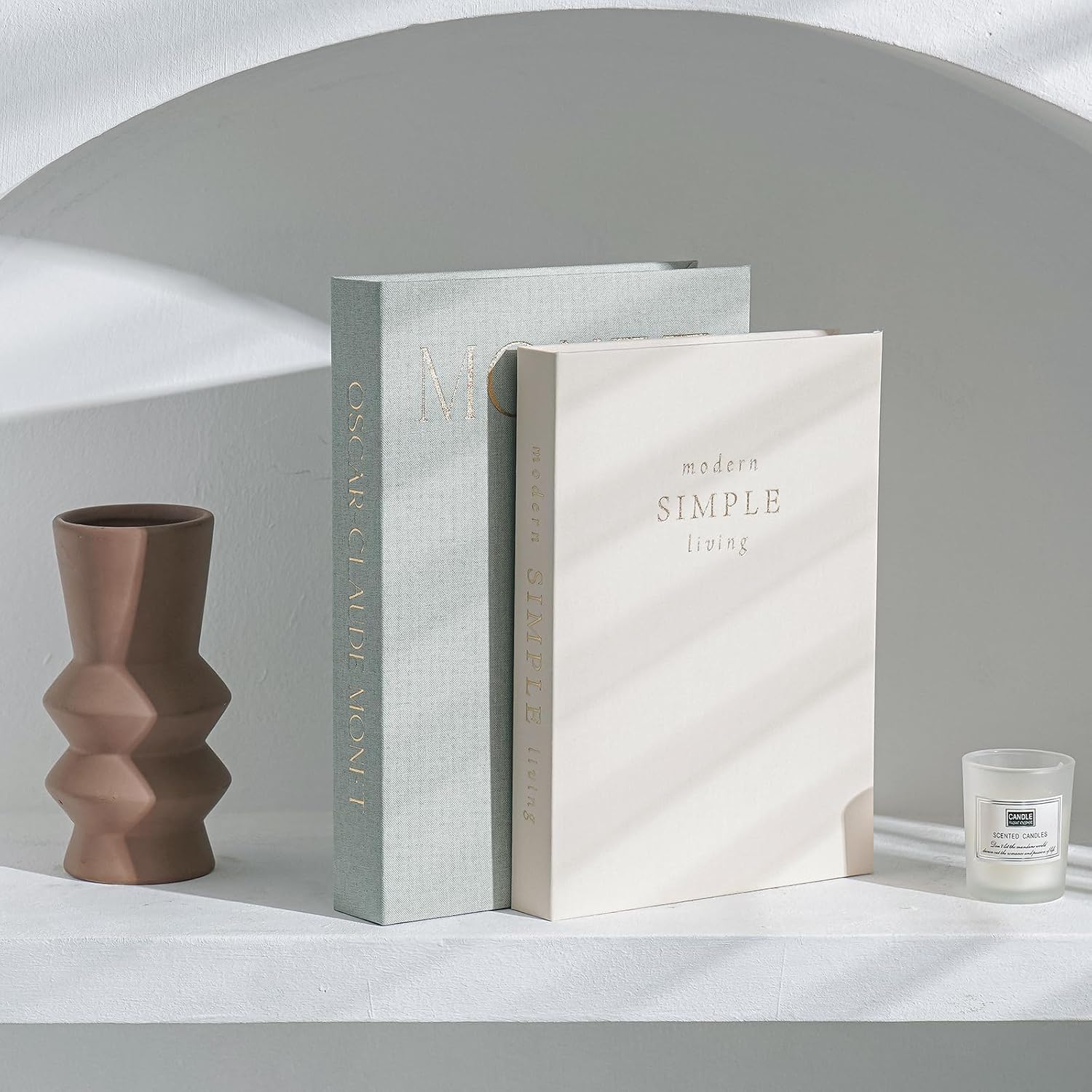 Linen Hardcover Decorative Books / Sage Beige / Set of 2