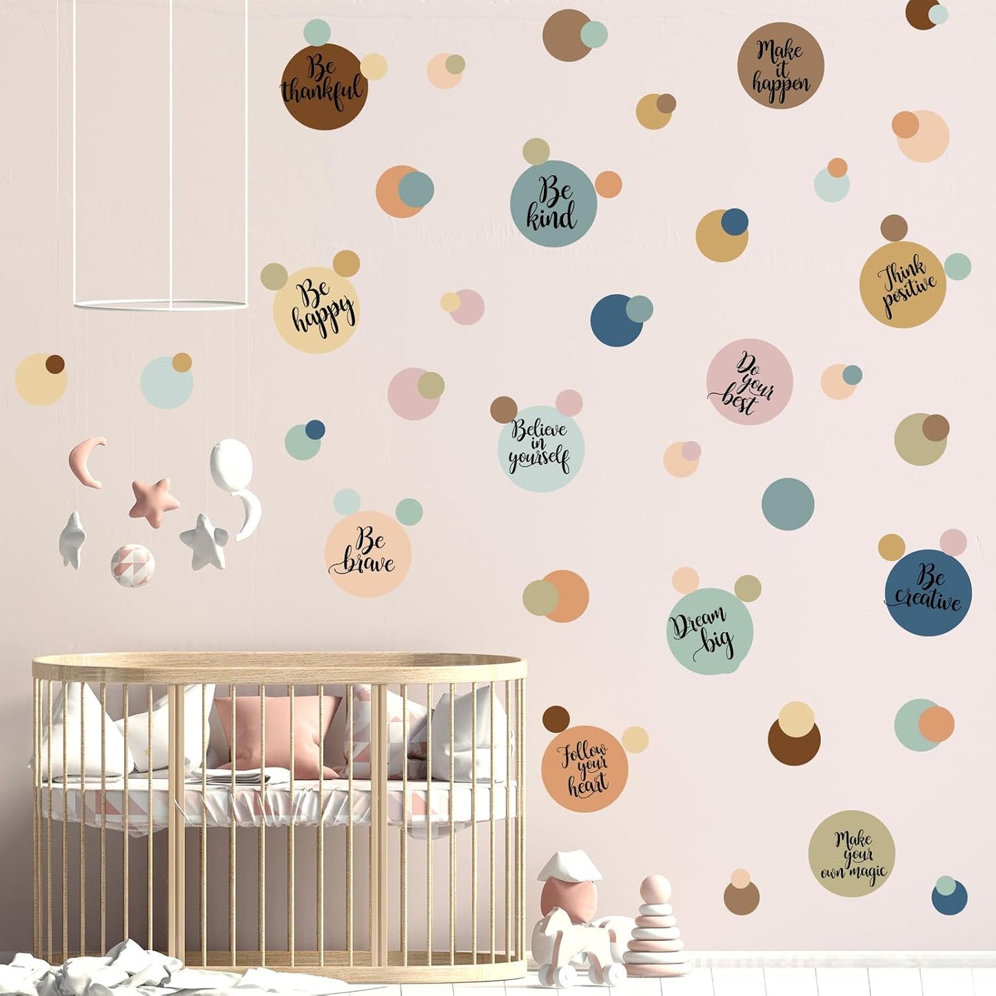 Polka Dot Wall Decals Inspirational Dots Wall Stickers Removable Peel / Morandi Color / Set of 576